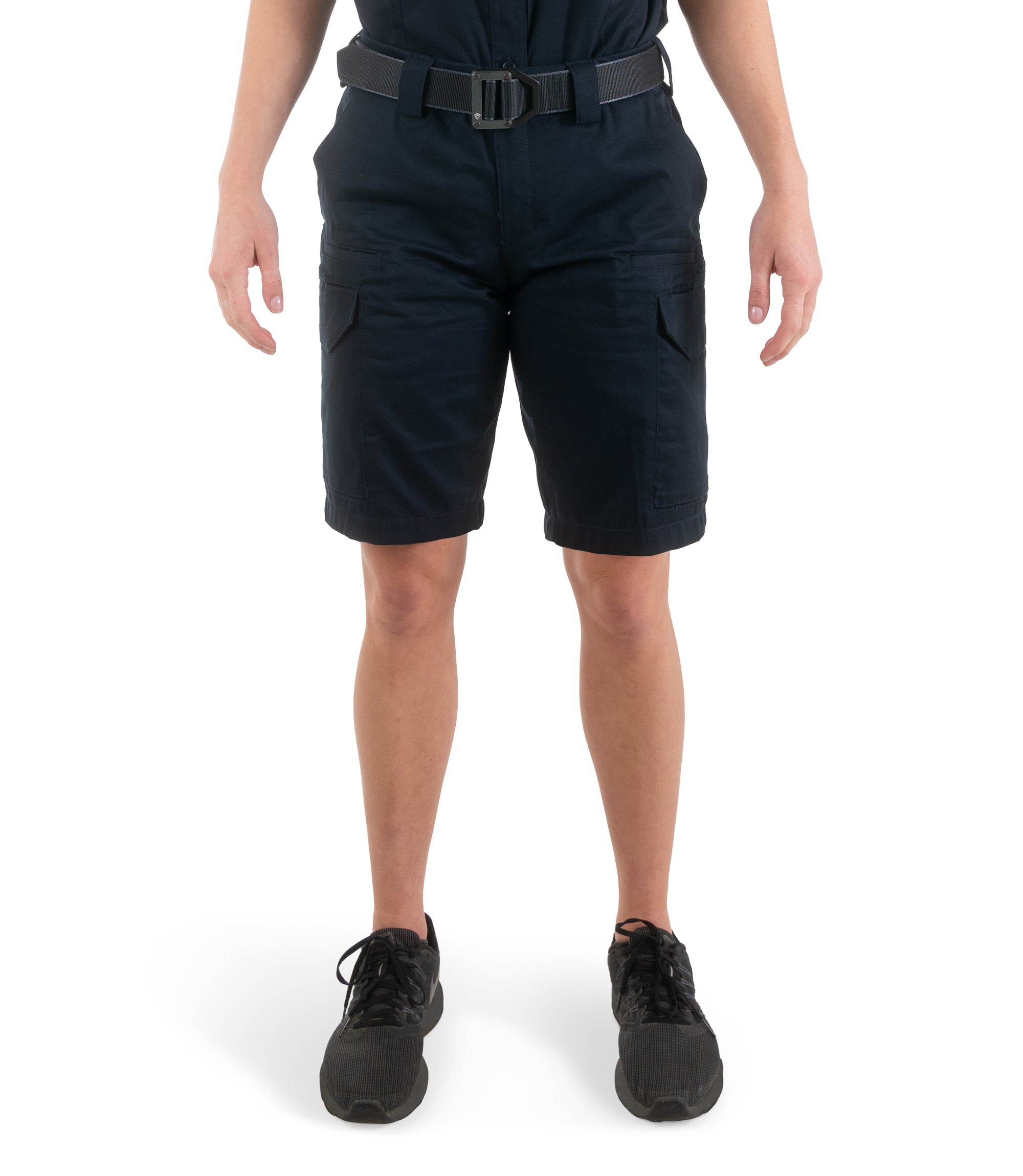 Front view of Women's Cotton Station Cargo Short in Midnight Navy|color_midnight navy