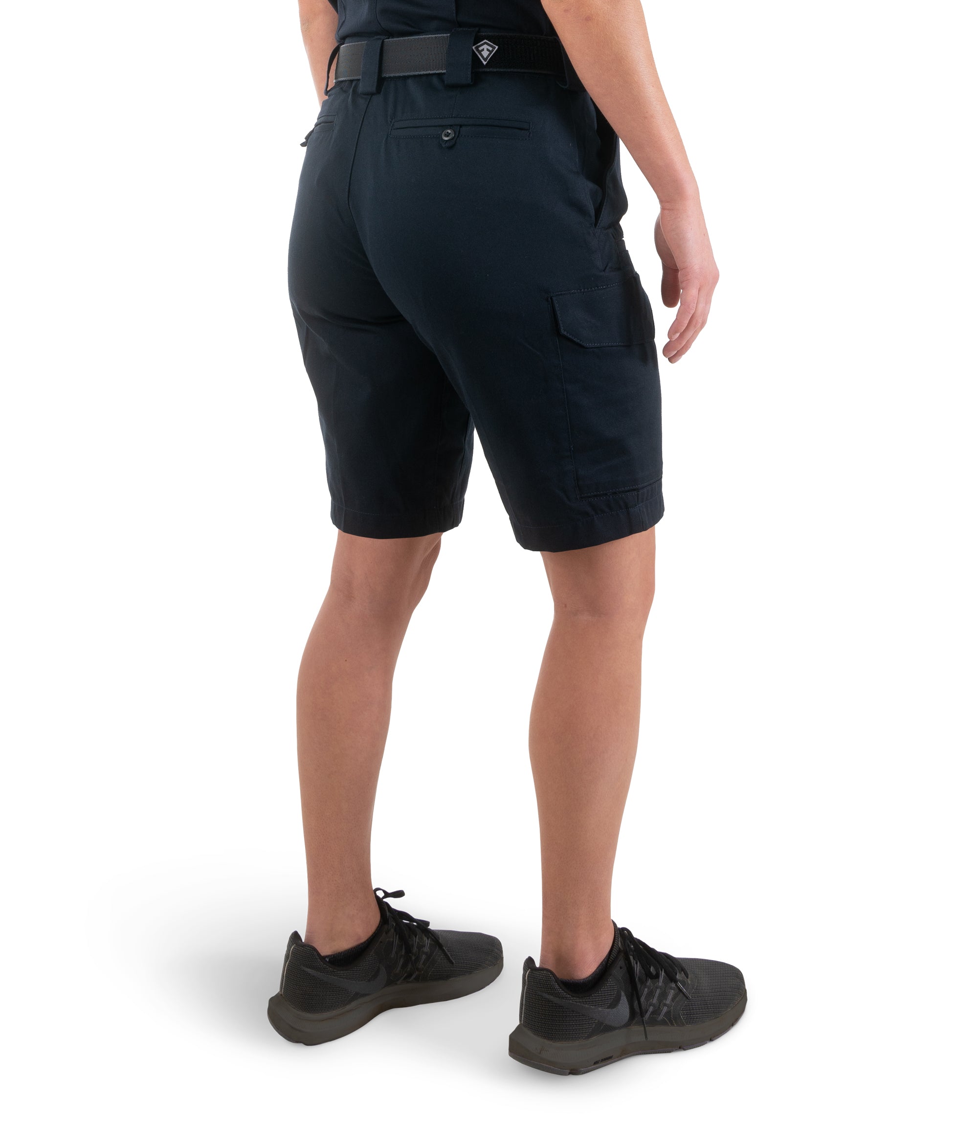 Side of Women's Cotton Station Cargo Short in Midnight Navy |color_midnight navy