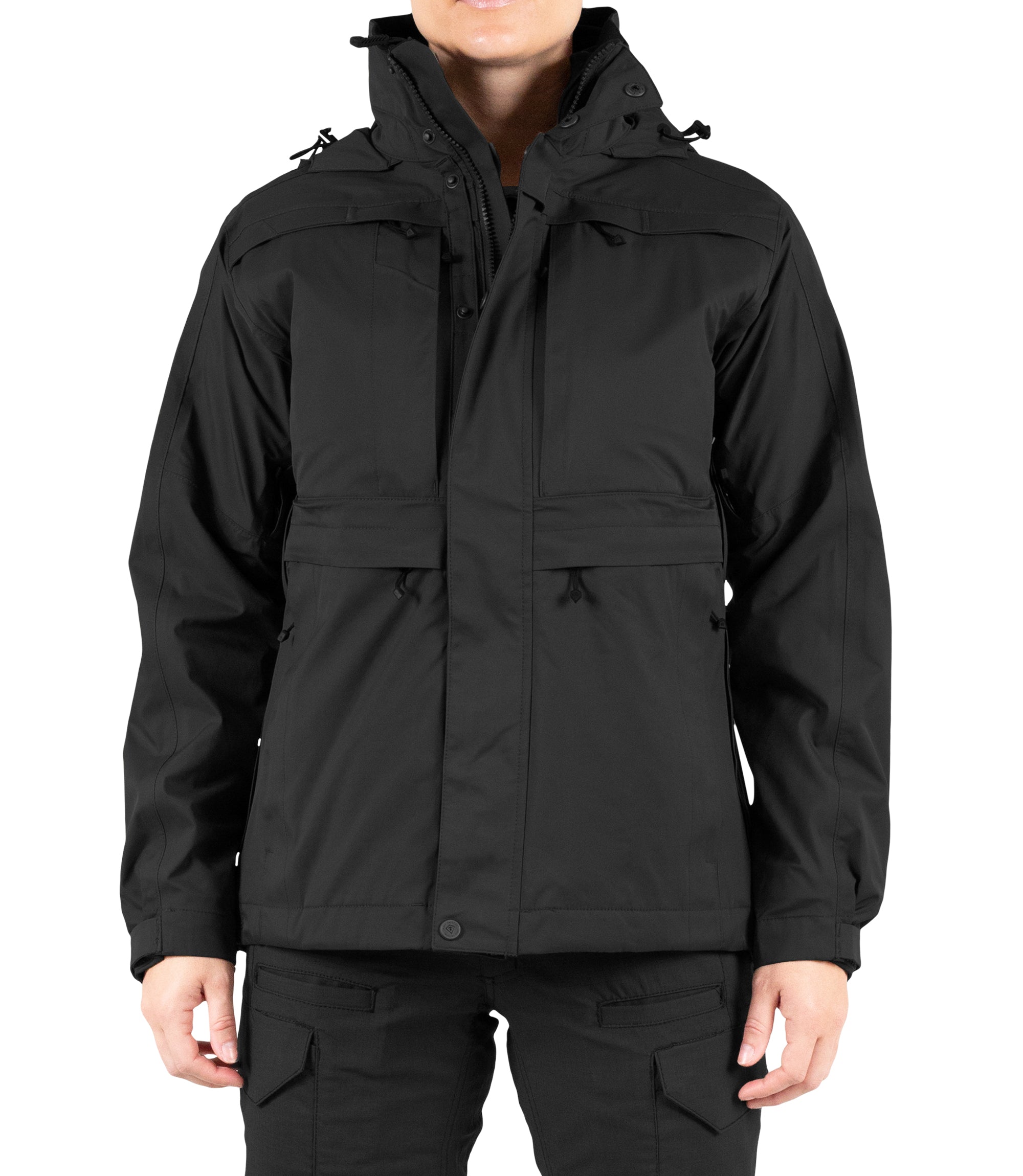 Front view of Women’s Tactix 3-In-1 System Parka in Black|color_black