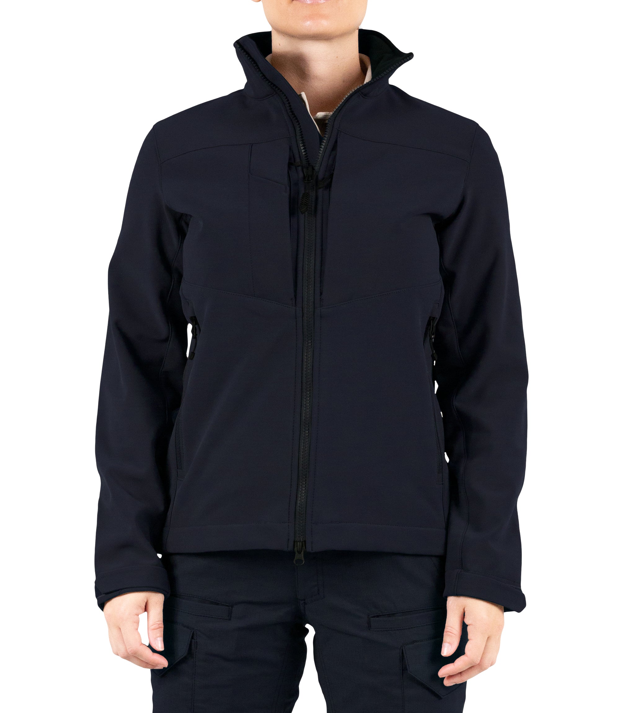 Front of Women’s Tactix Softshell Jacket in Midnight Navy|color_midnight navy
