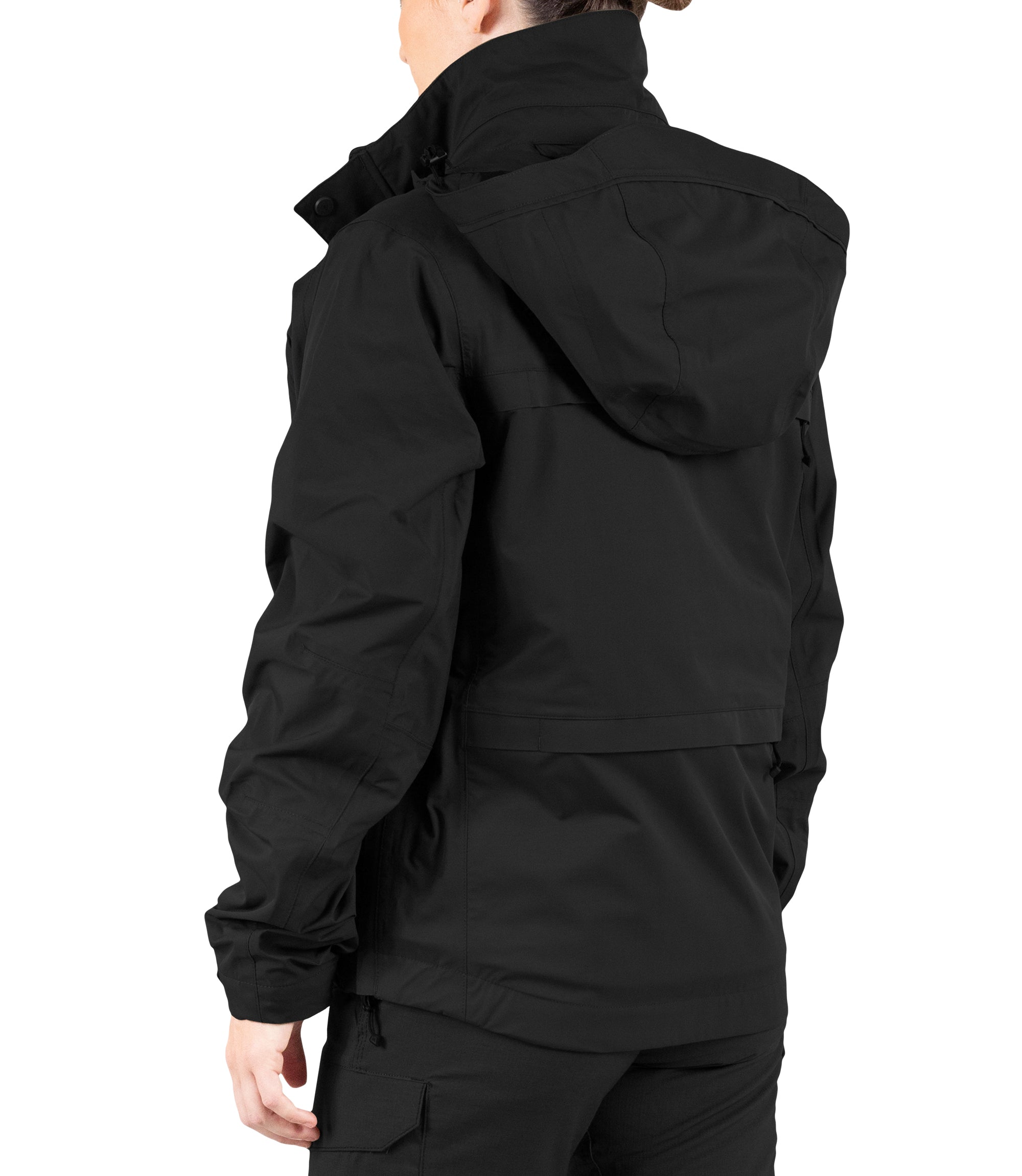 Left back side view of Women’s Tactix 3-In-1 System Jacket in Black|color_black