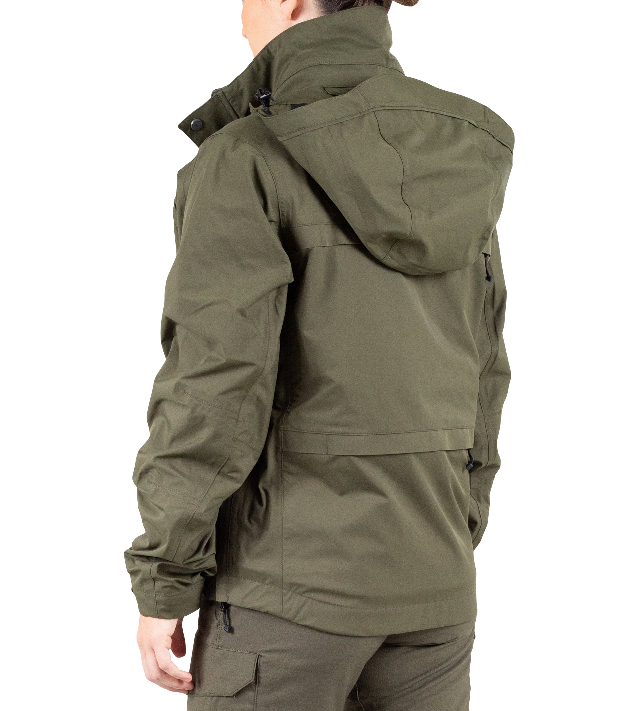 Left back side view of Women’s Tactix 3-In-1 System Jacket in OD Green|color_od green