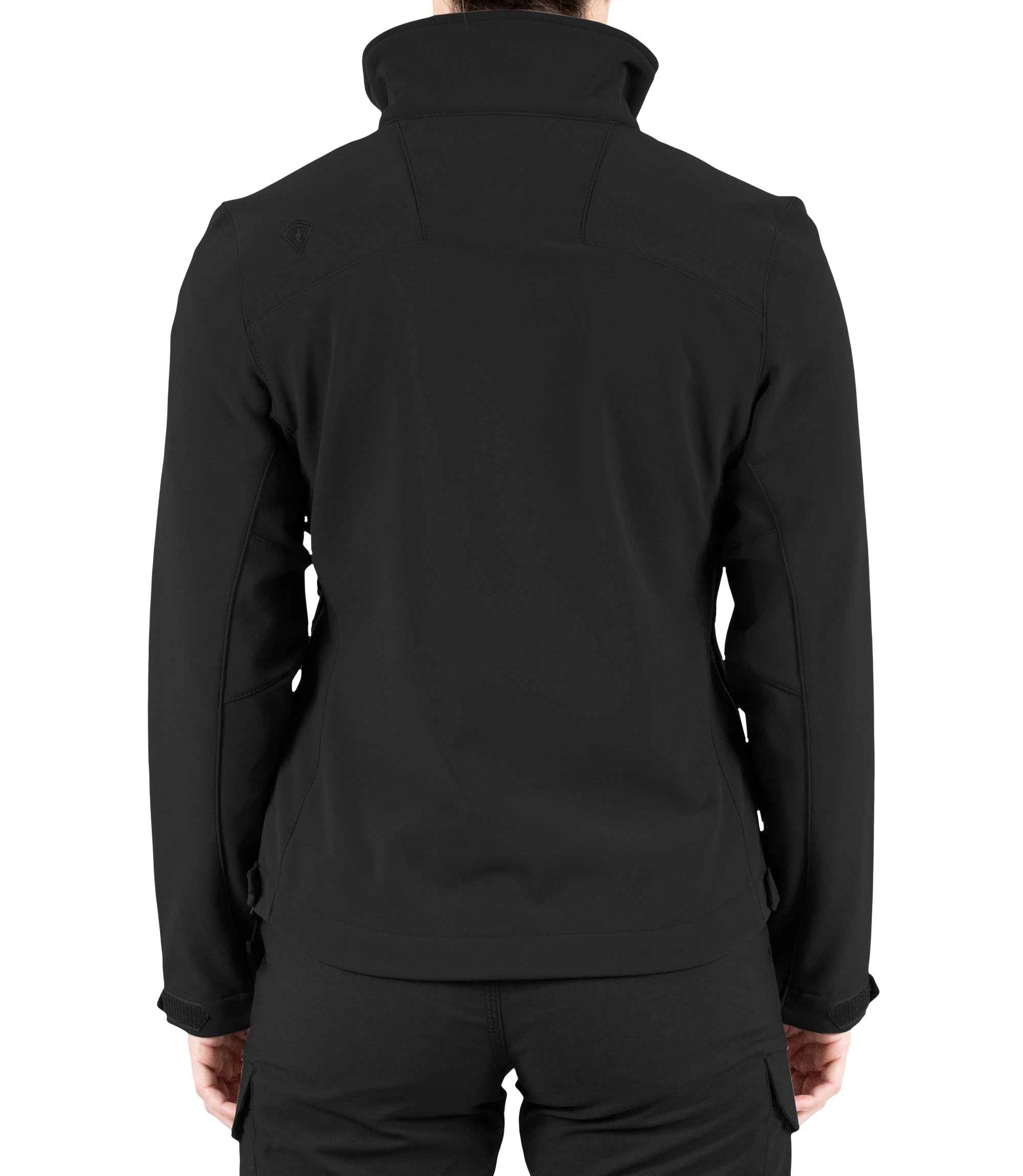 Back view of Women’s Tactix Softshell Jacket in Black|color_black