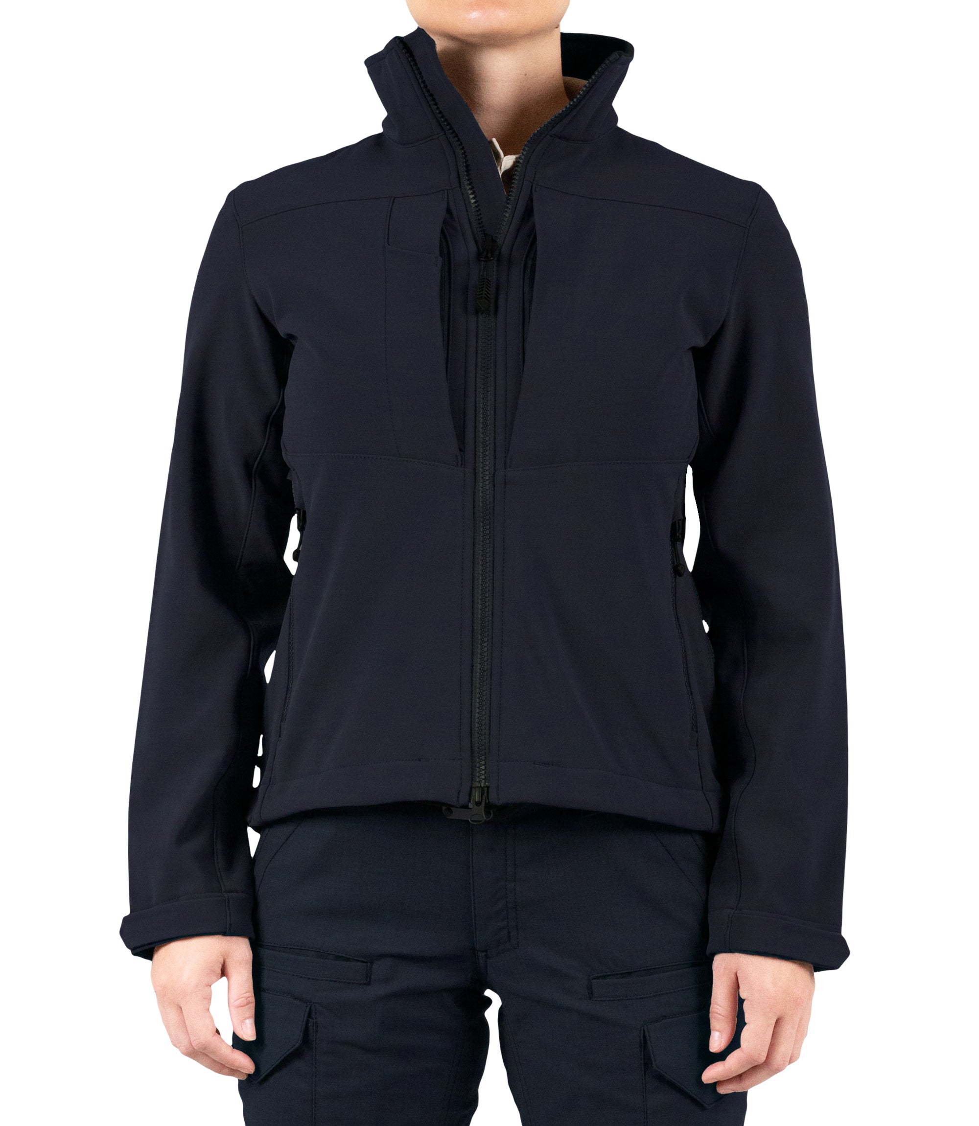 Front view of Women’s Tactix Softshell Jacket in Midnight Navy|color_midnight navy