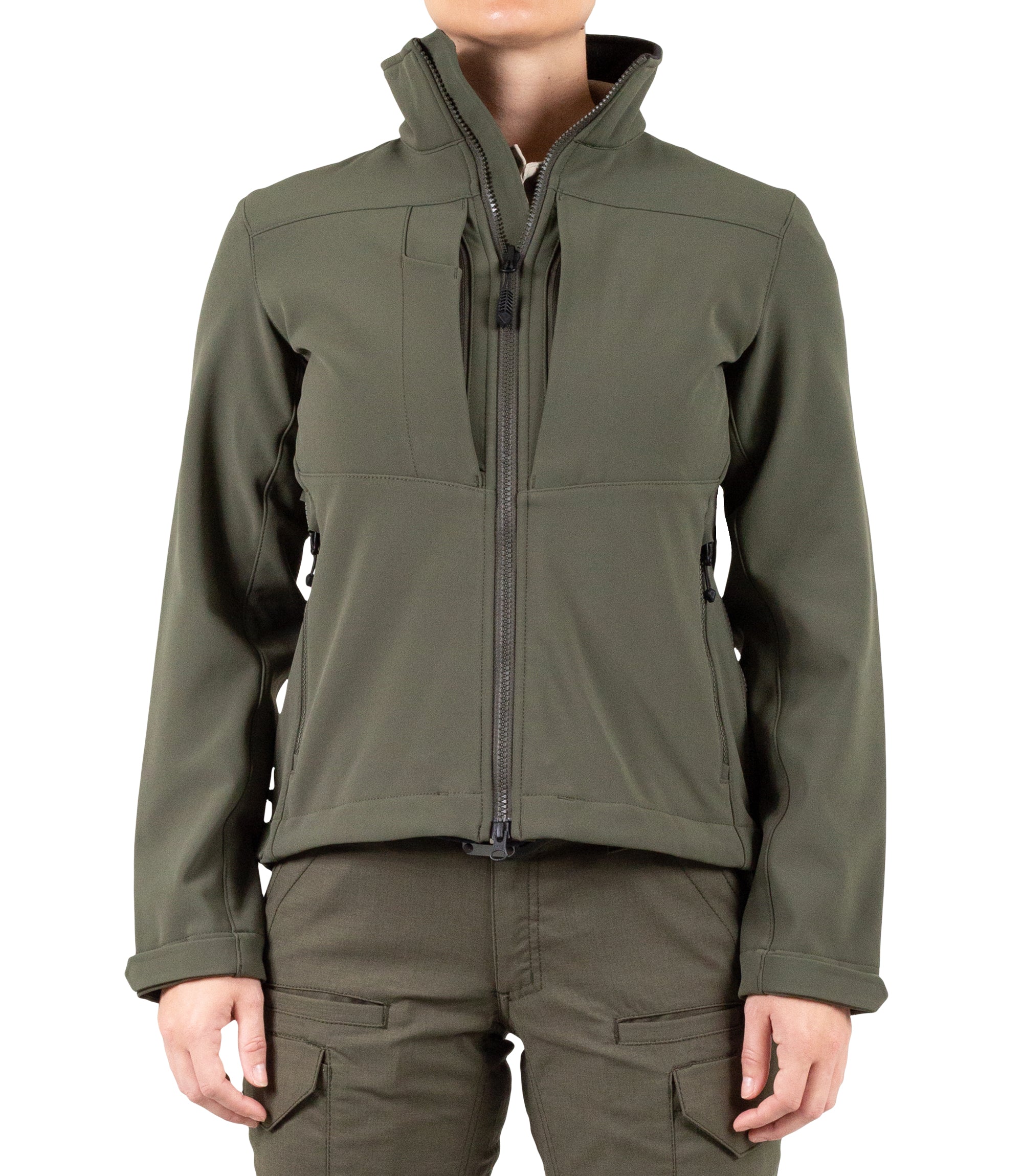 Front of Women’s Tactix Softshell Jacket in OD Green|color_od green