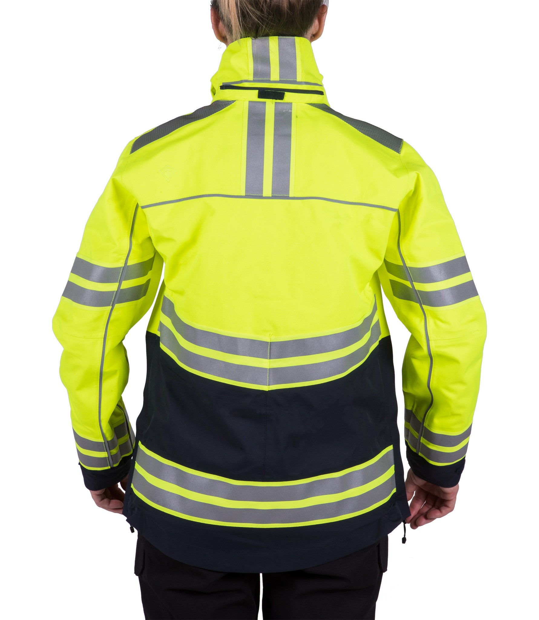 Back view detached hood of Women's Tactix High-Vis 3-In-1 System Parka in Midnight Navy|color_midnight navy