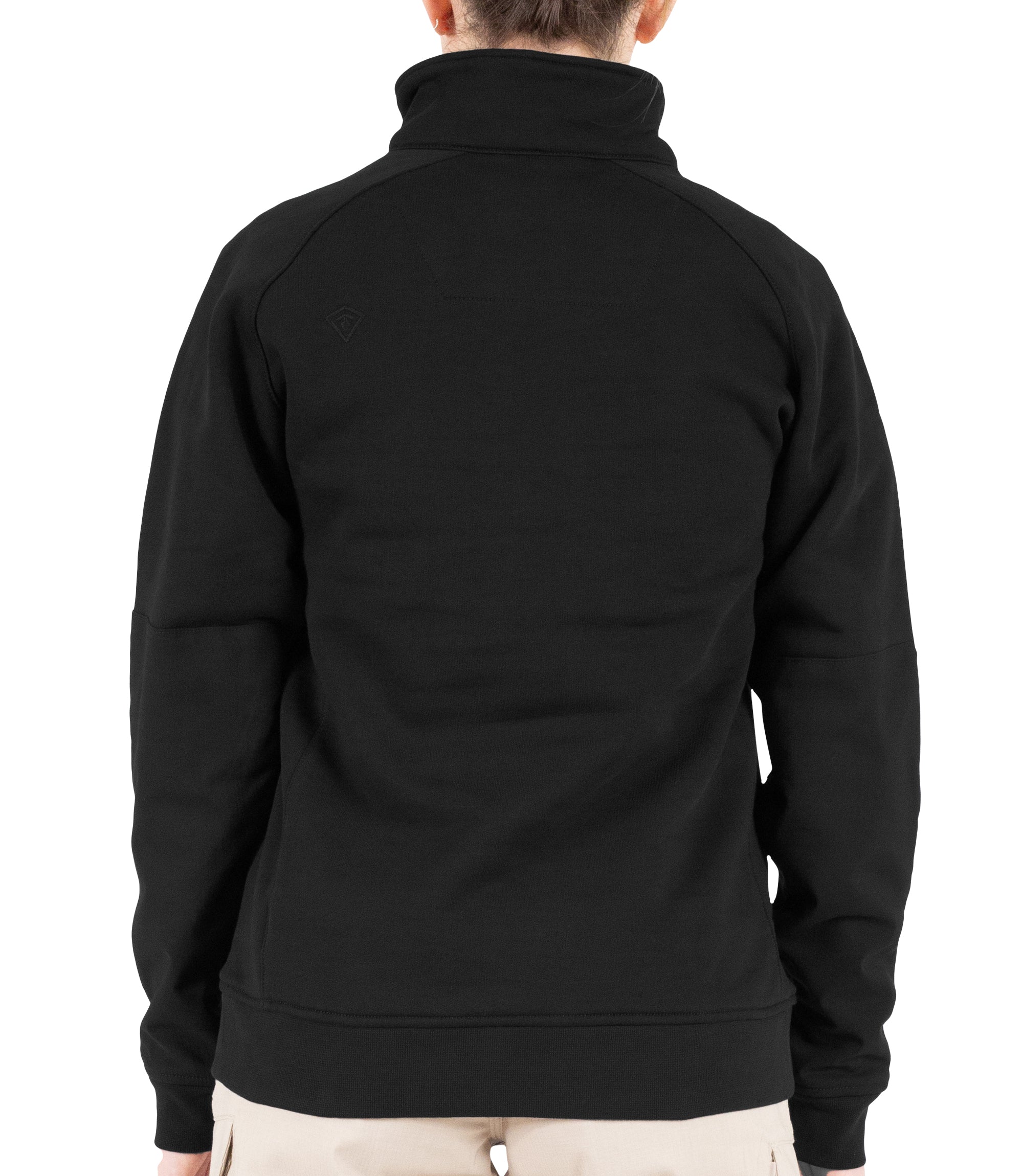 Back of Women’s Cotton Job Shirt Quarter Zip in Black|color_black