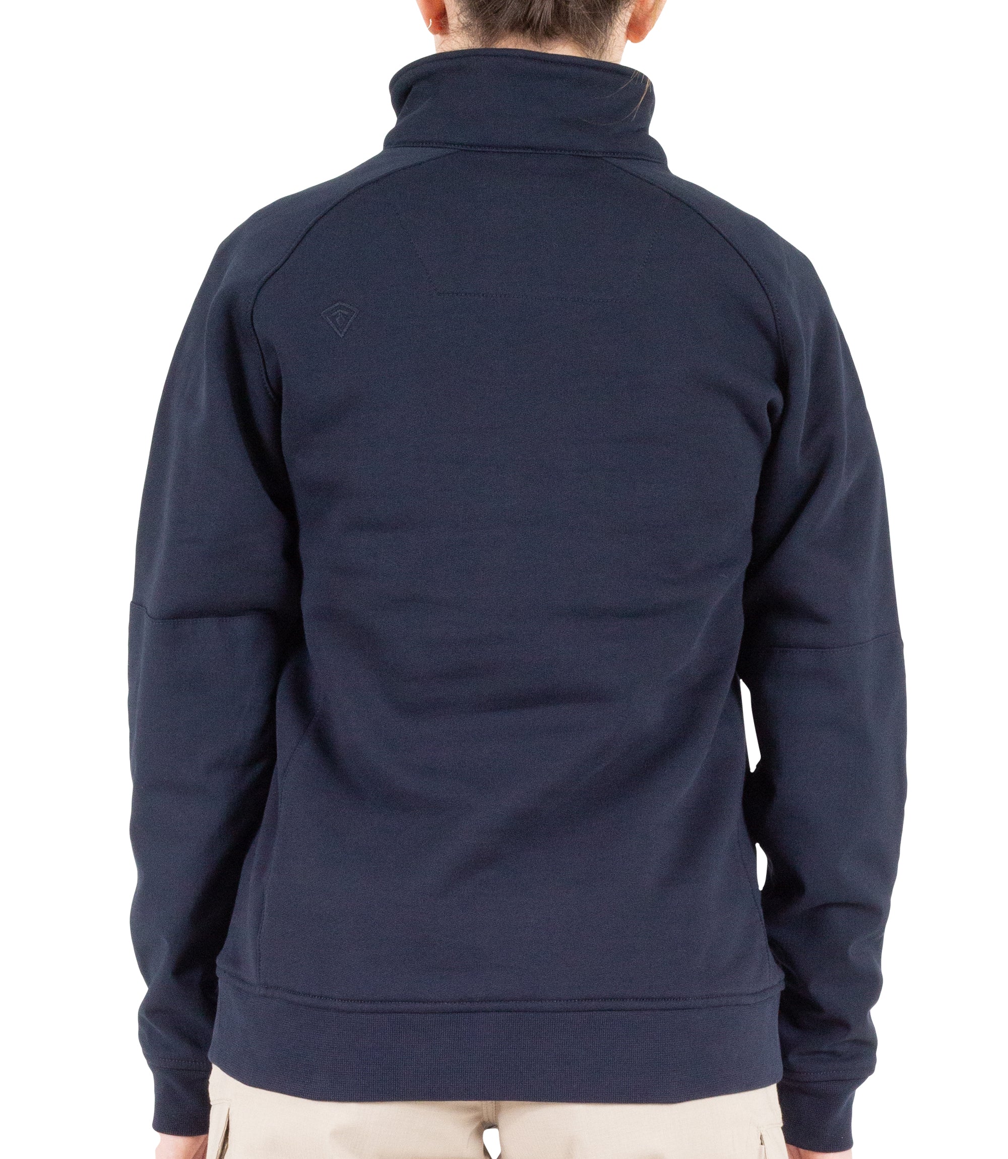 Back of Women’s Cotton Job Shirt Quarter Zip in Midnight Navy|color_midnight navy