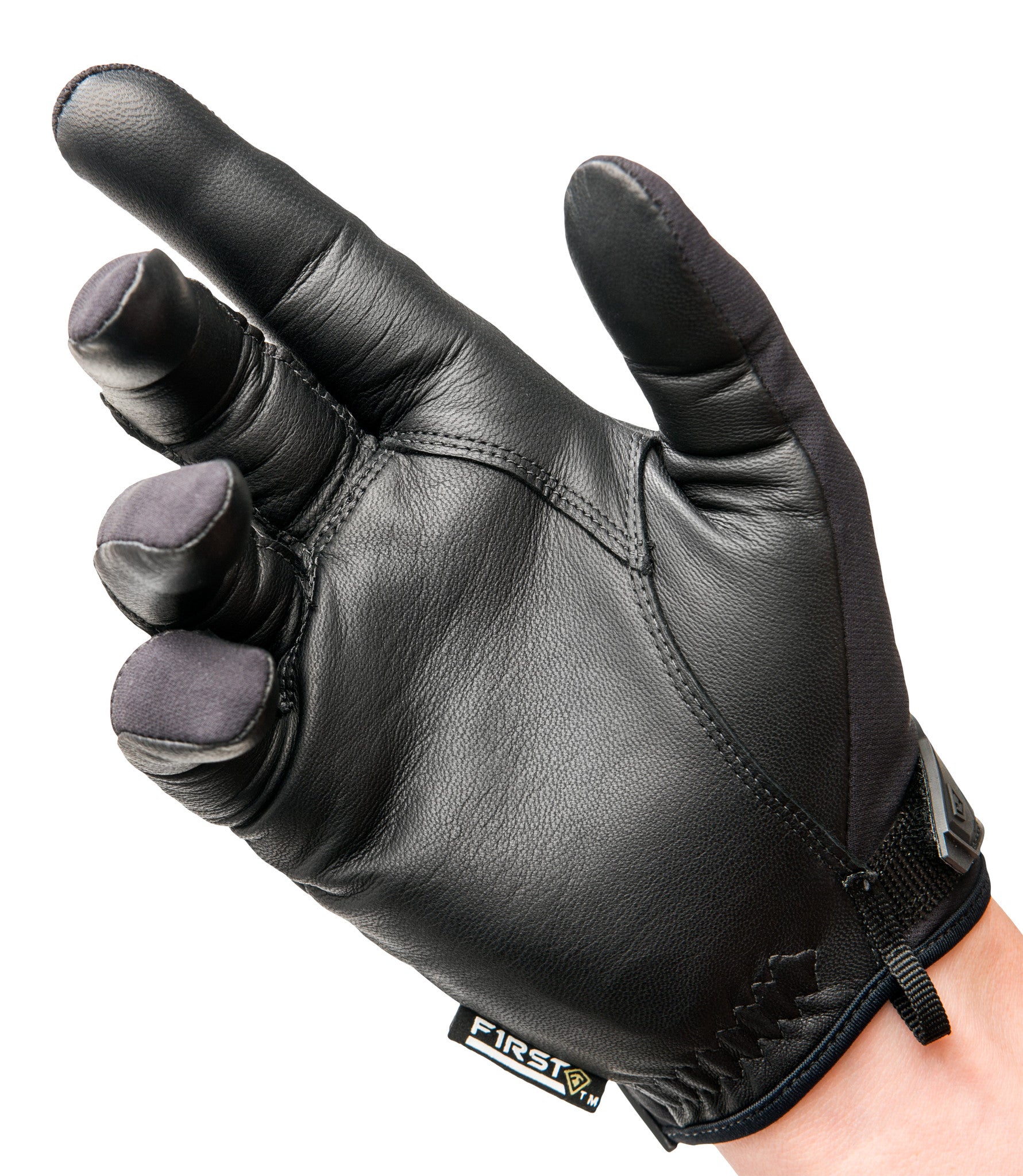 Fingertips of Men's Pro Knuckle Glove in Black |color_black