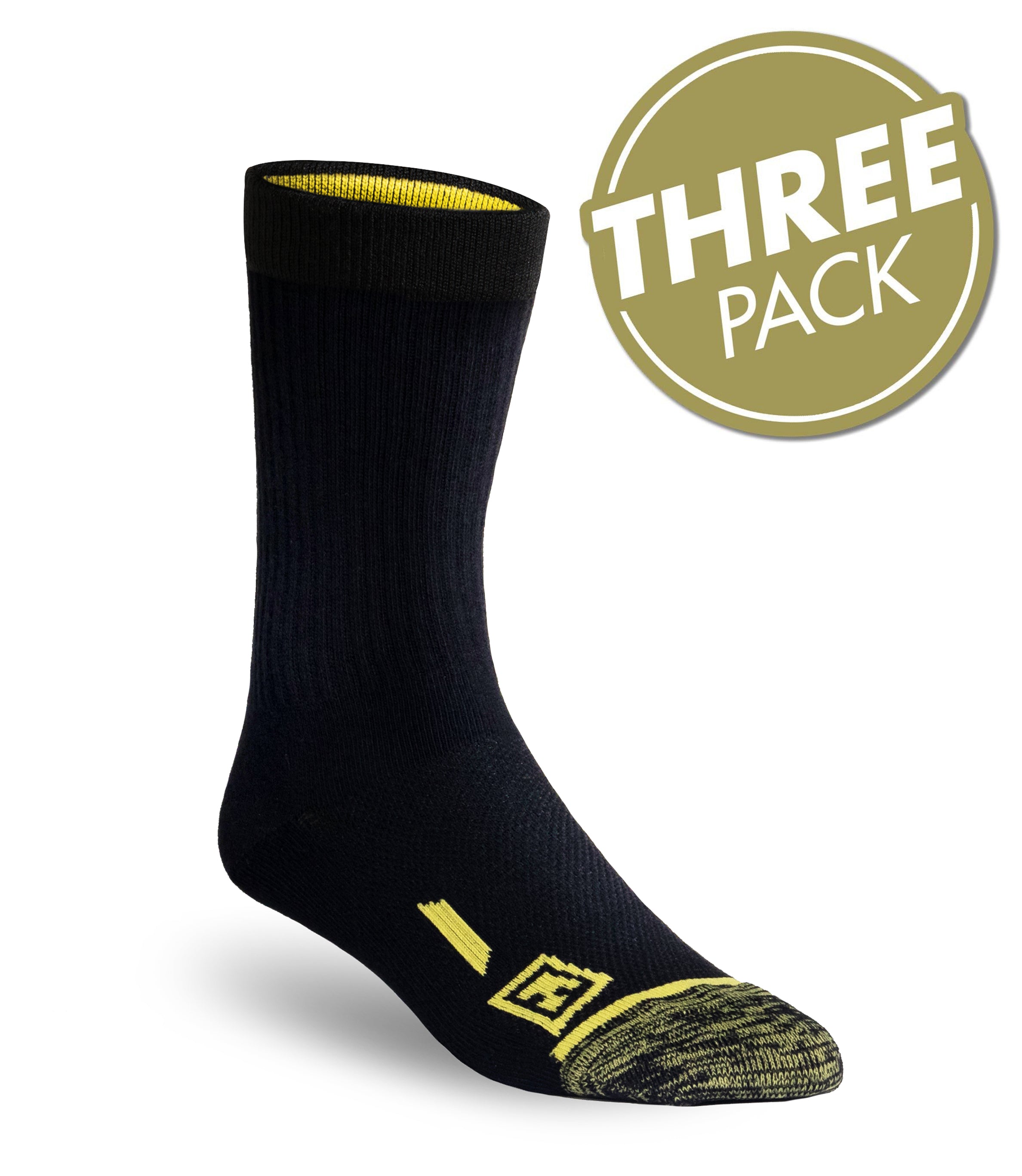 Front of 6” Duty Sock 3-Pack in black|color_black
