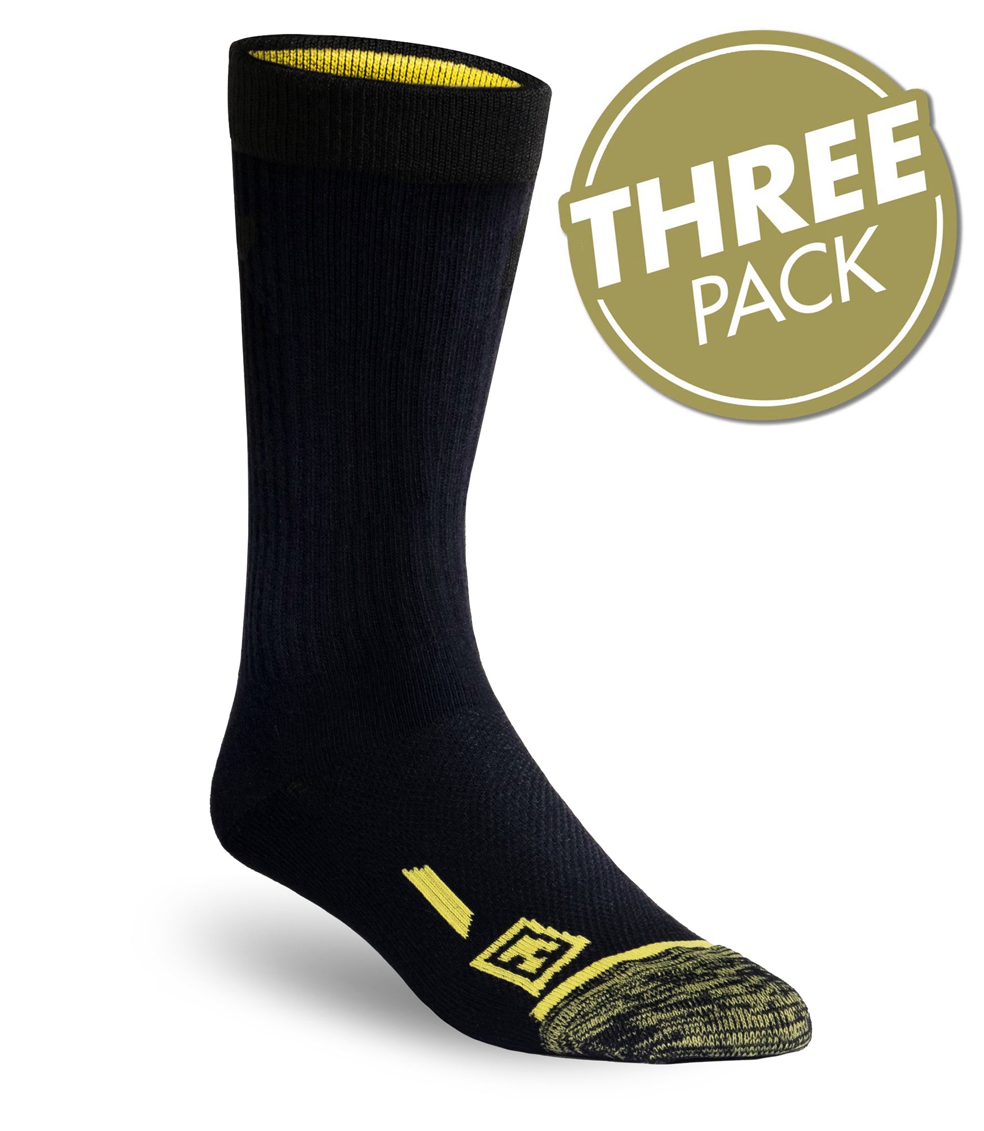 Front of 9” Duty Sock 3-Pack in black|color_black