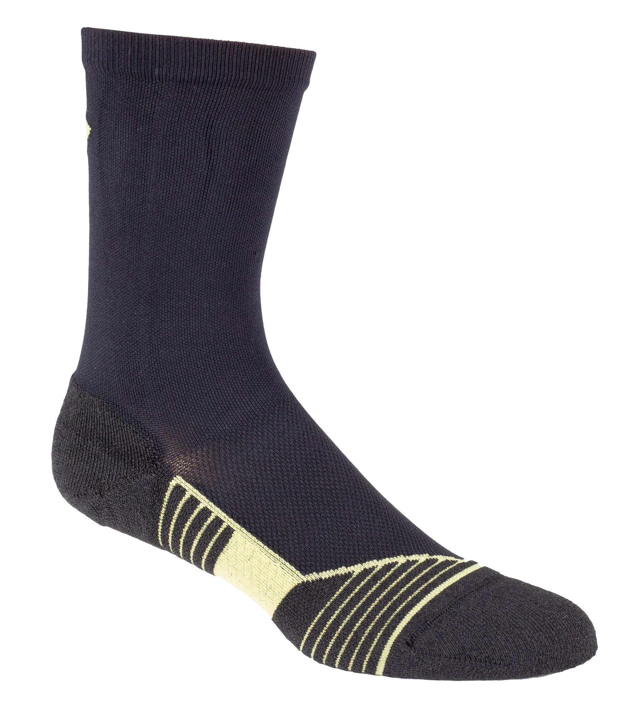 Front of Advanced Fit 6" Sock in Black|color_black