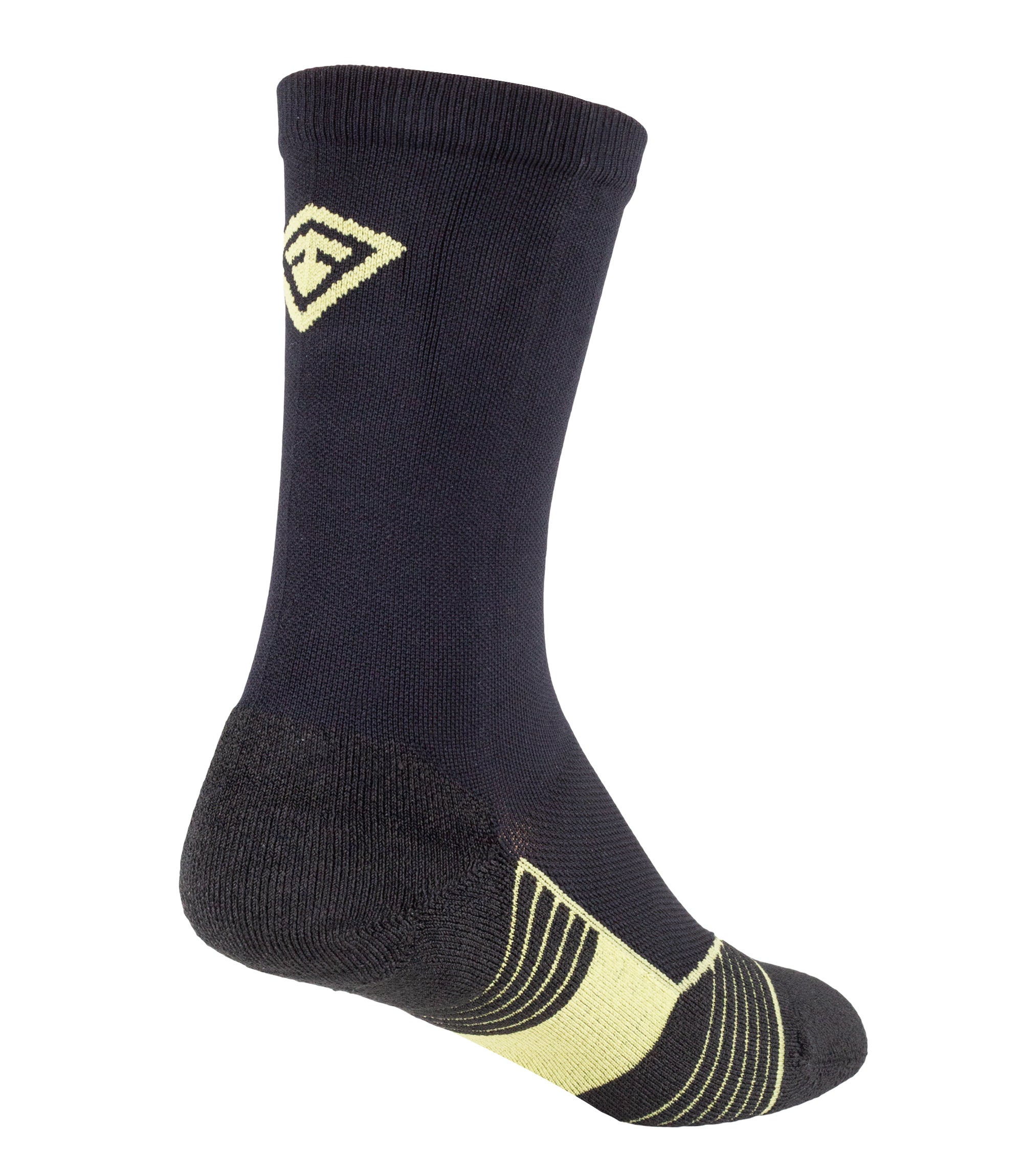 Back of Advanced Fit 6" Sock in Black|color_black