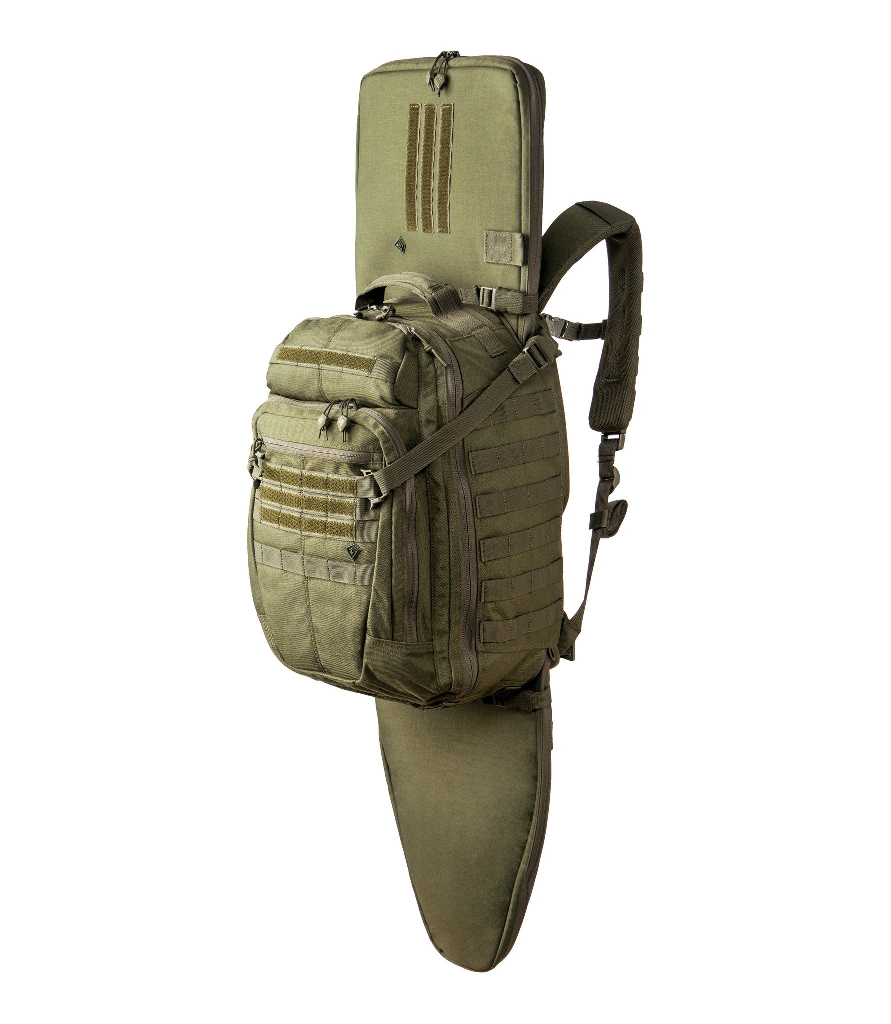 Front of Specialist 1-Day Backpack 36L in OD Green with Rifle Sleeve |color_od green