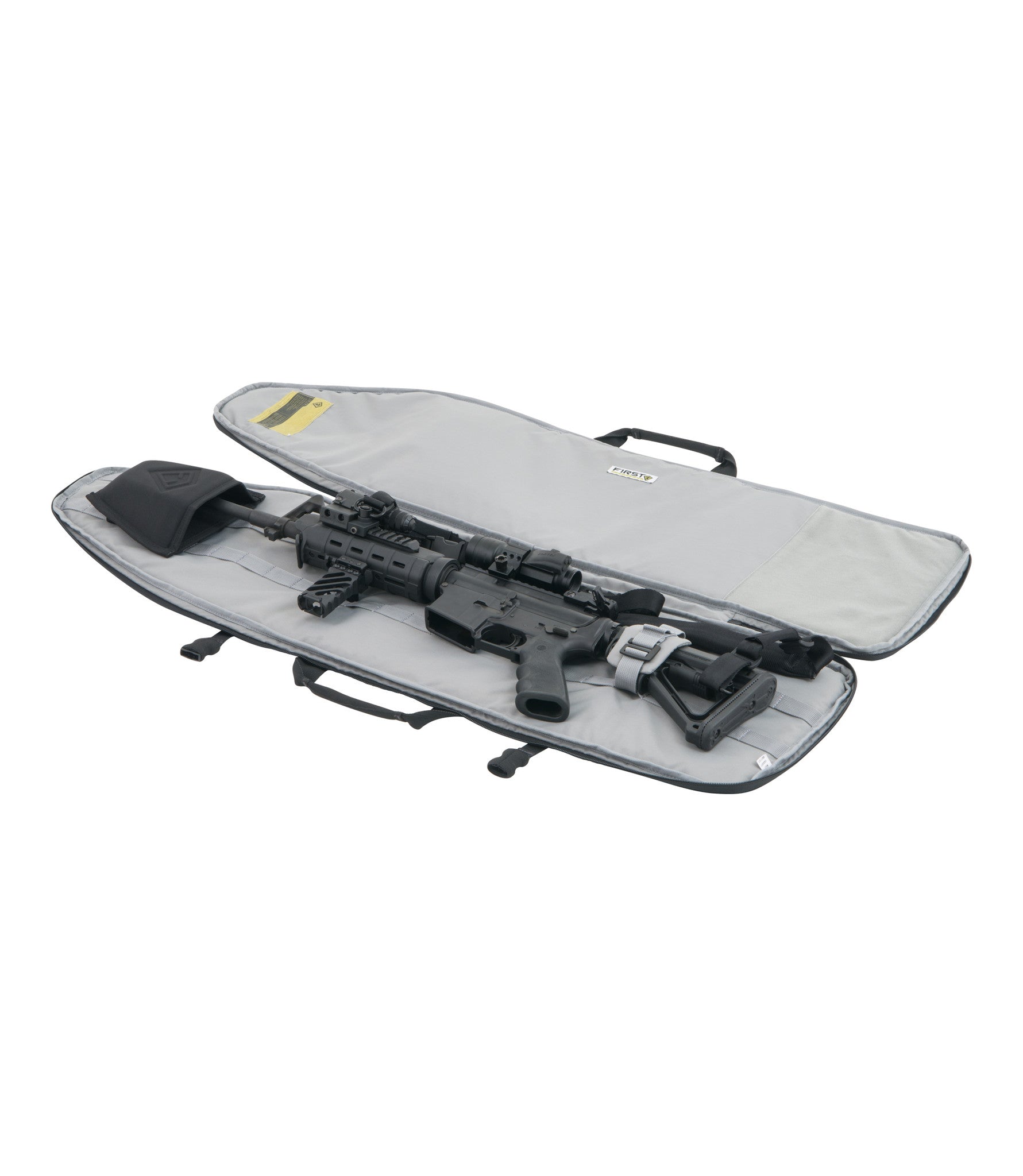 Rifle Sleeve 36 Inch in Black Open with Gun  |color_black