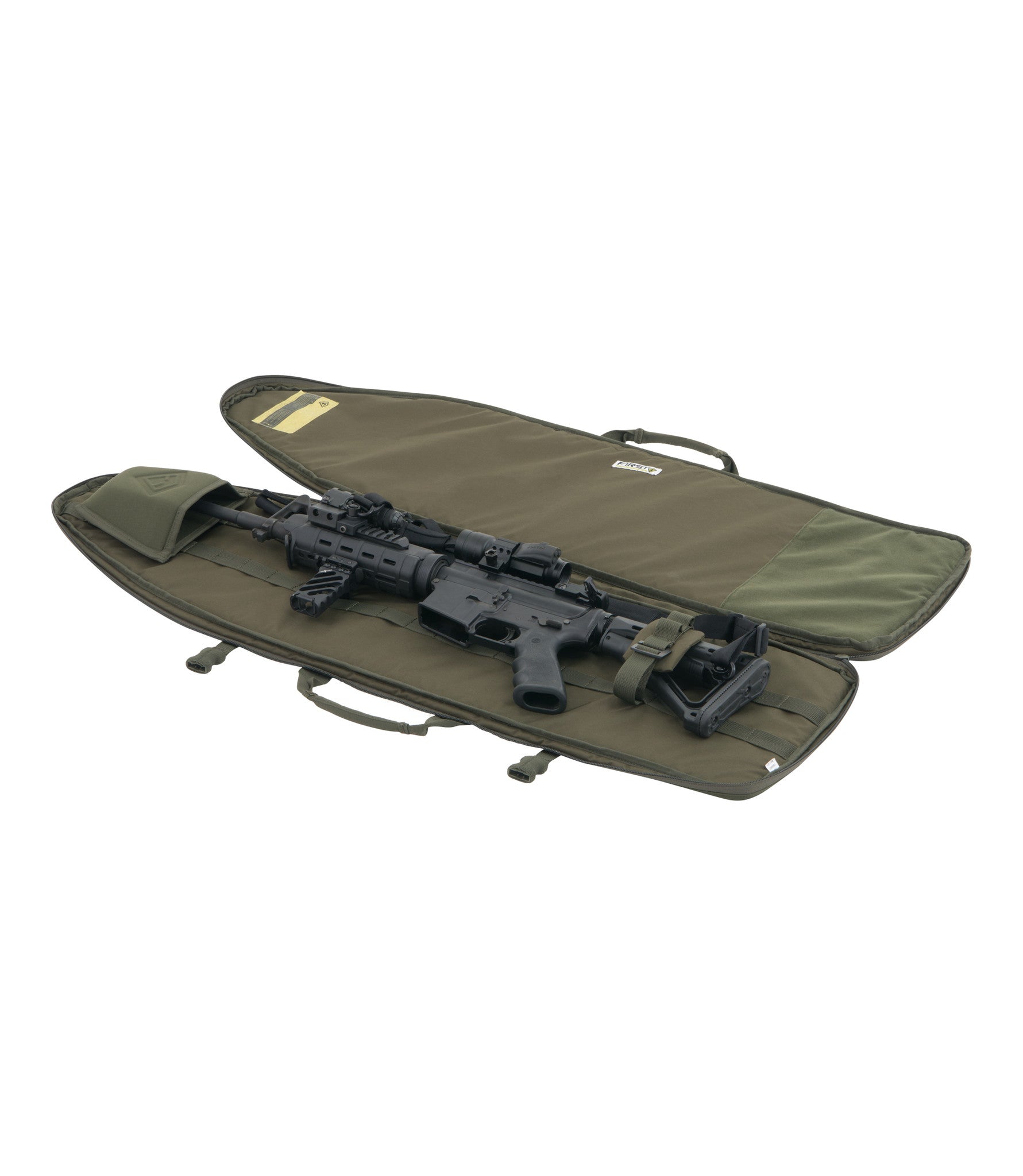 Rifle Sleeve 36 Inch in OD Green Open with Gun |color_od green