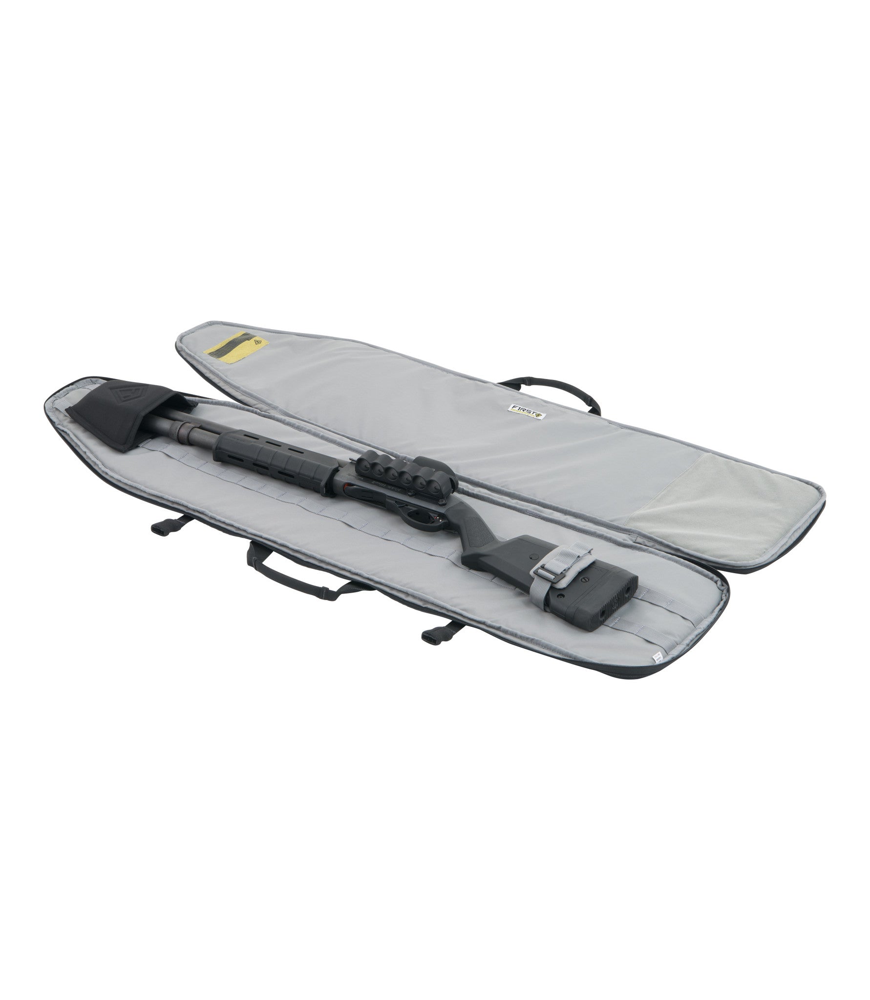 Rifle Sleeve 42 Inch in Black Open with Gun |color_black