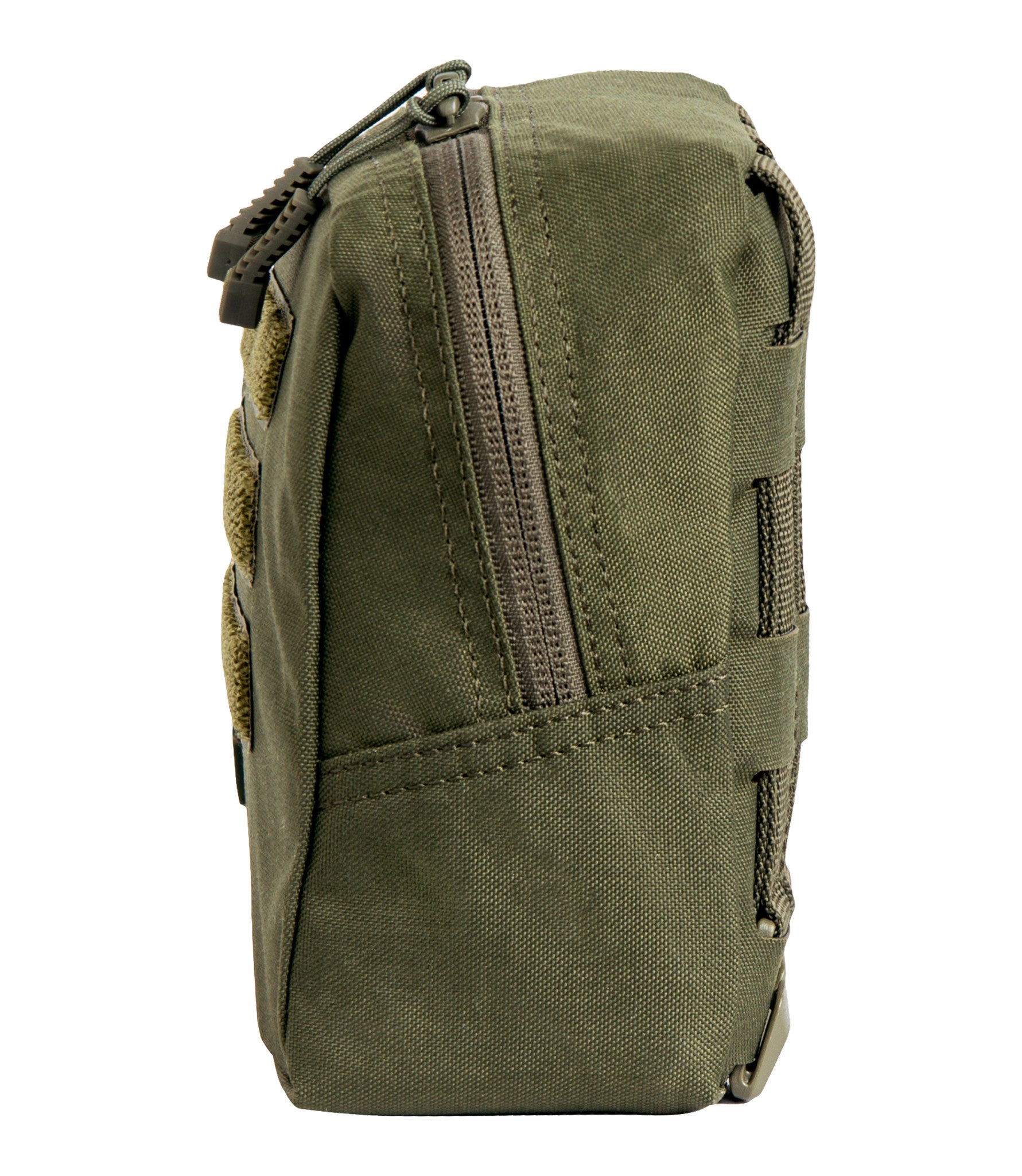 Side of Tactix Series 6x6 Utility Pouch in OD Green |color_od green