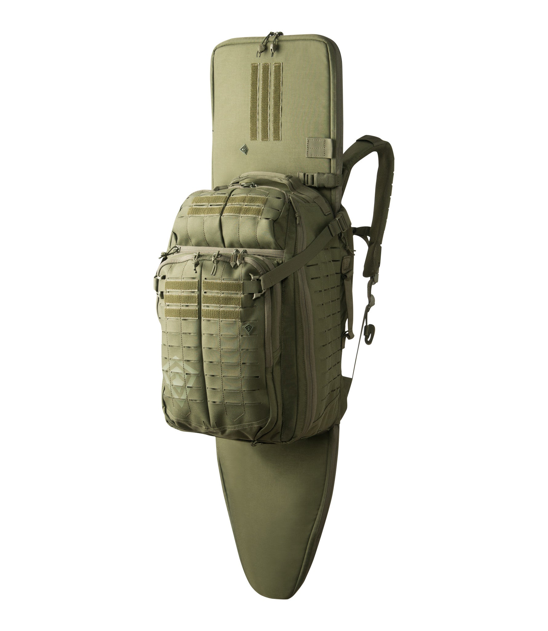 Front of Tactix 1-Day Plus Backpack 38L in OD Green with Rifle Sleeve |color_od green