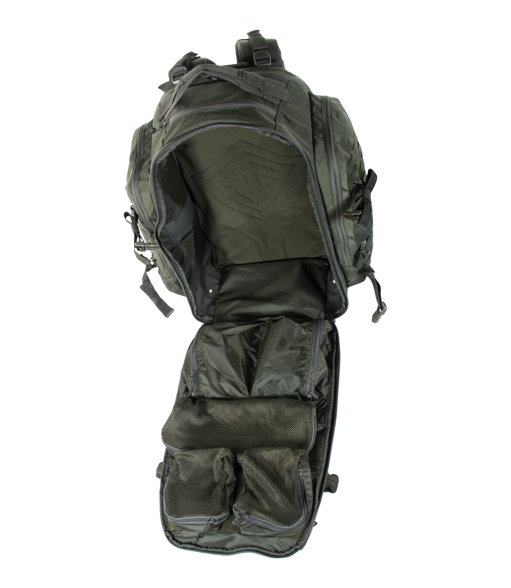 Open Front of Tactix 3-Day Plus Backpack 62L in OD Green |color_od green