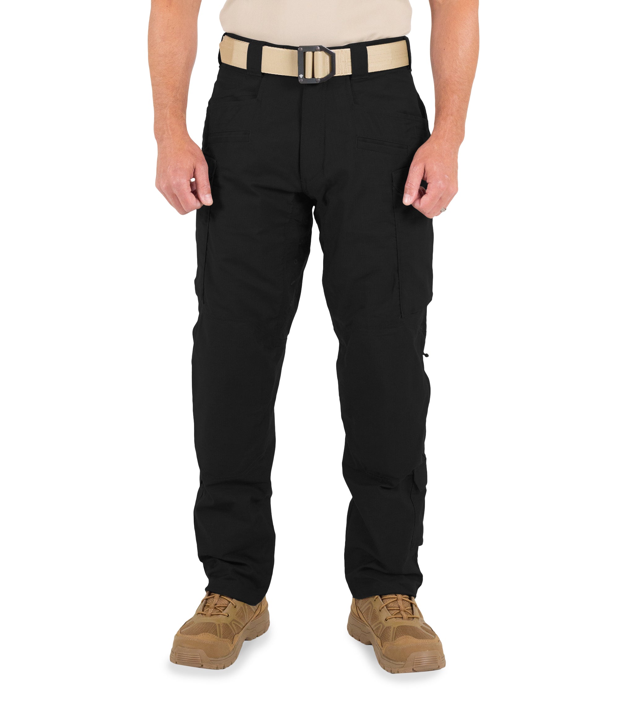 Front of Men's Defender Pants in Black |color_black
