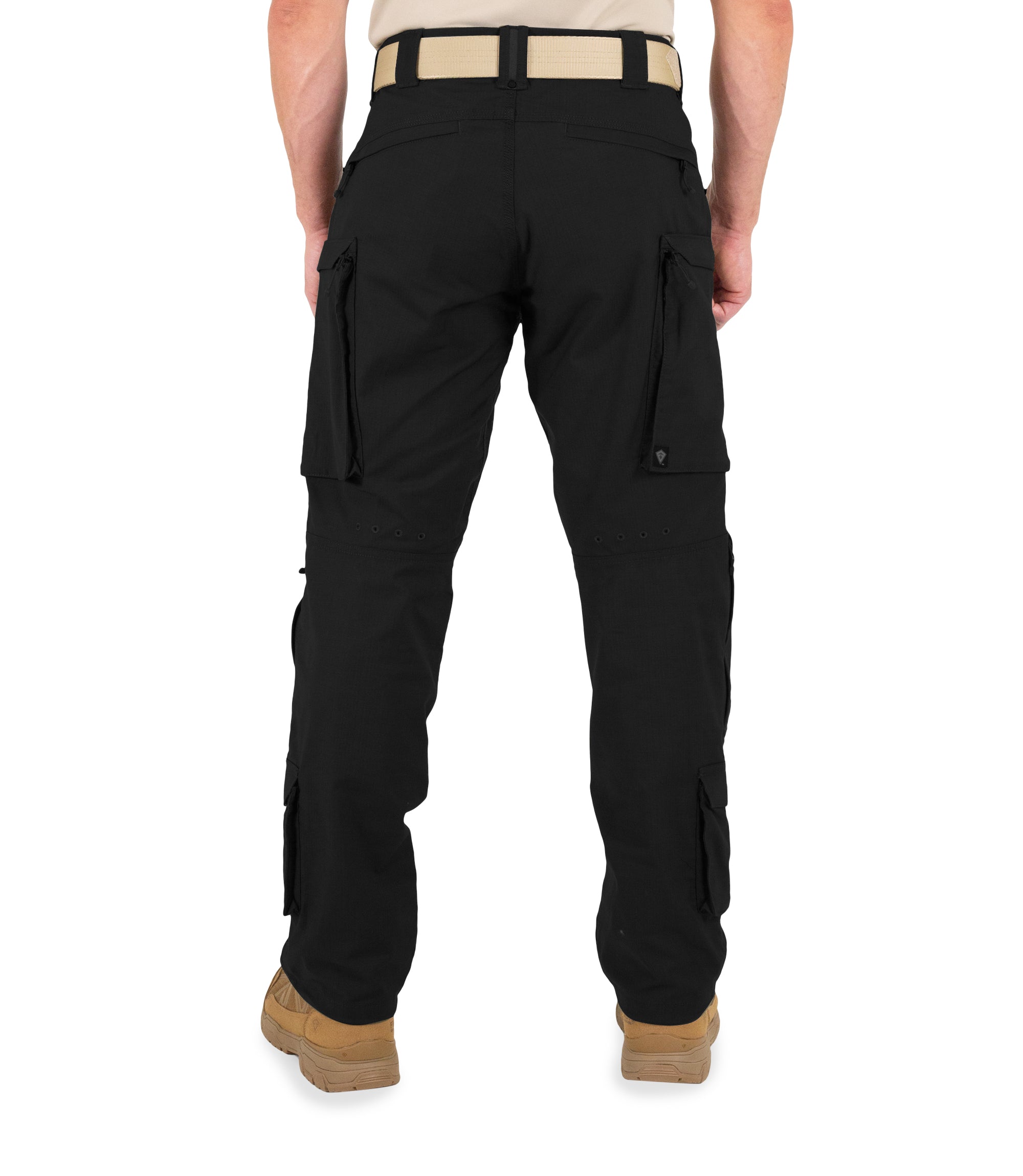 Back of Men's Defender Pants in Black |color_black