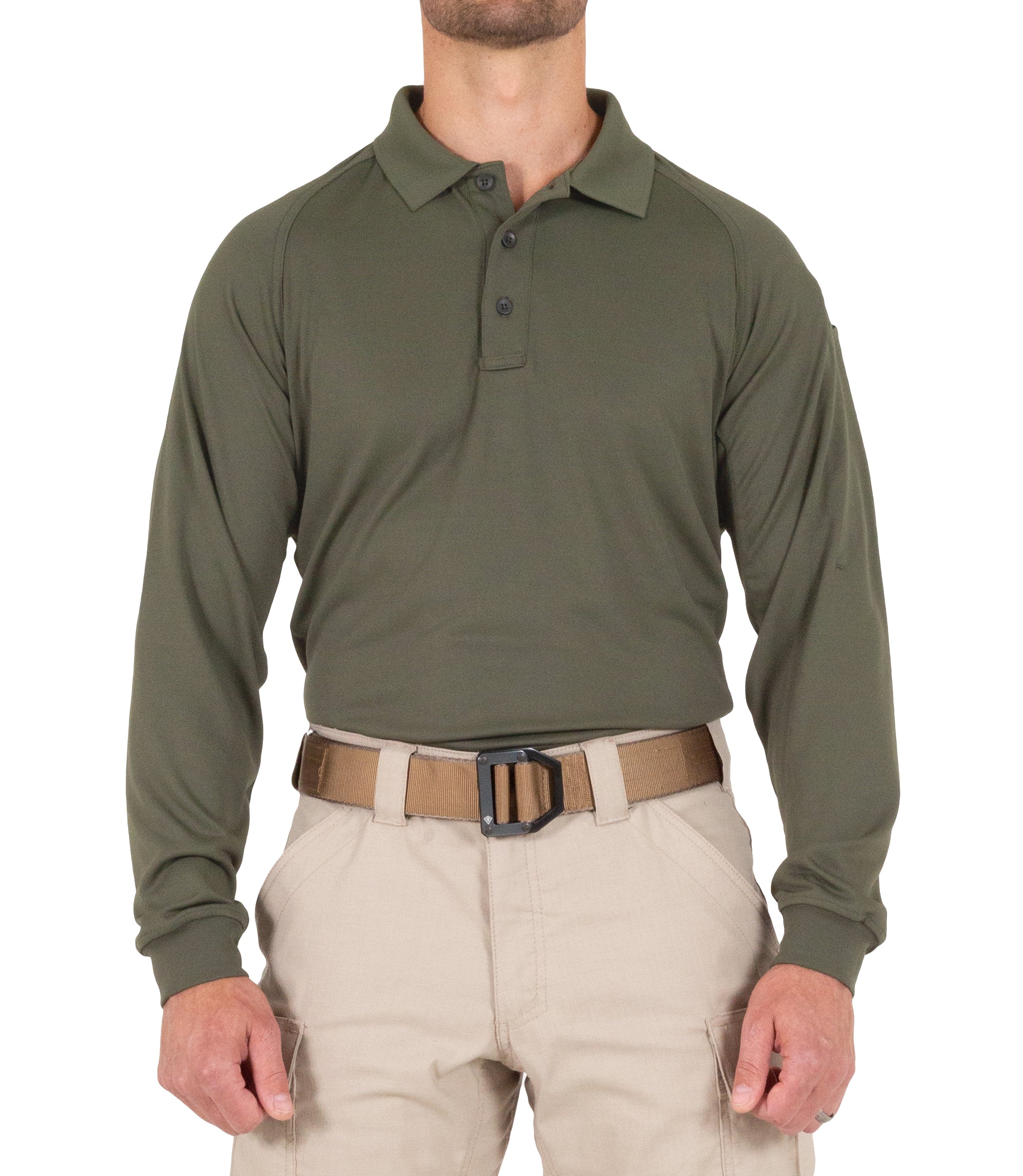 Mens khaki long sleeve polo shirt Clearance