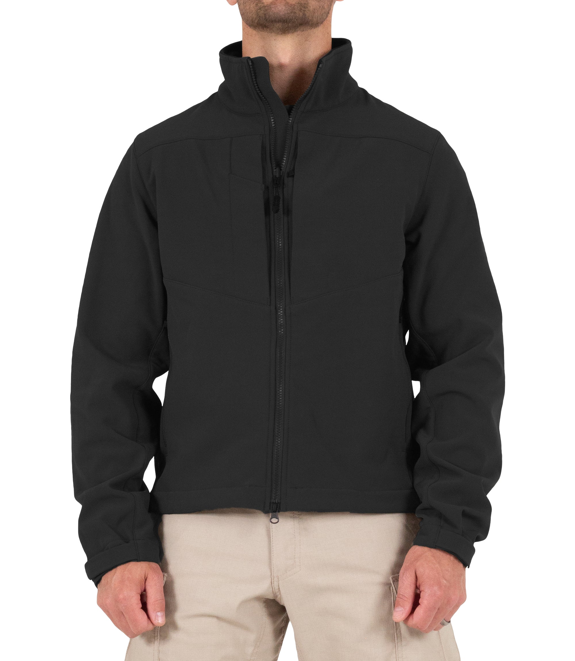 Front of Men's Tactix Softshell Jacket in Black |color_black