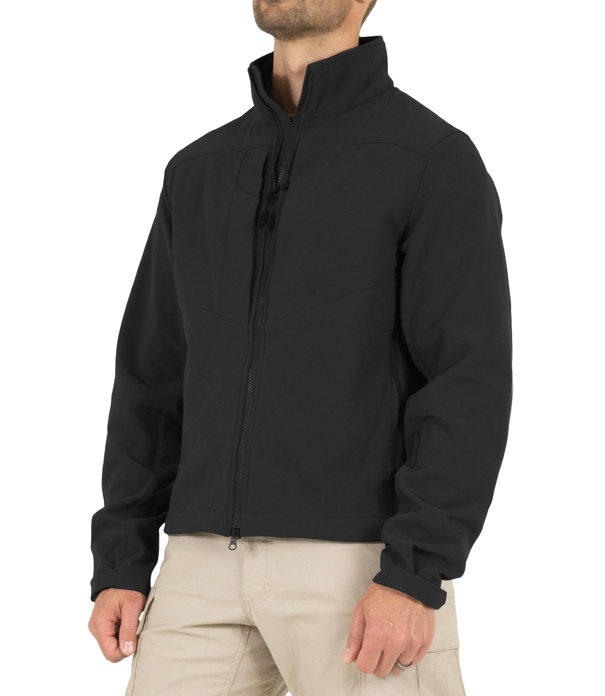 Side of Men's Tactix Softshell Jacket in Black |color_black