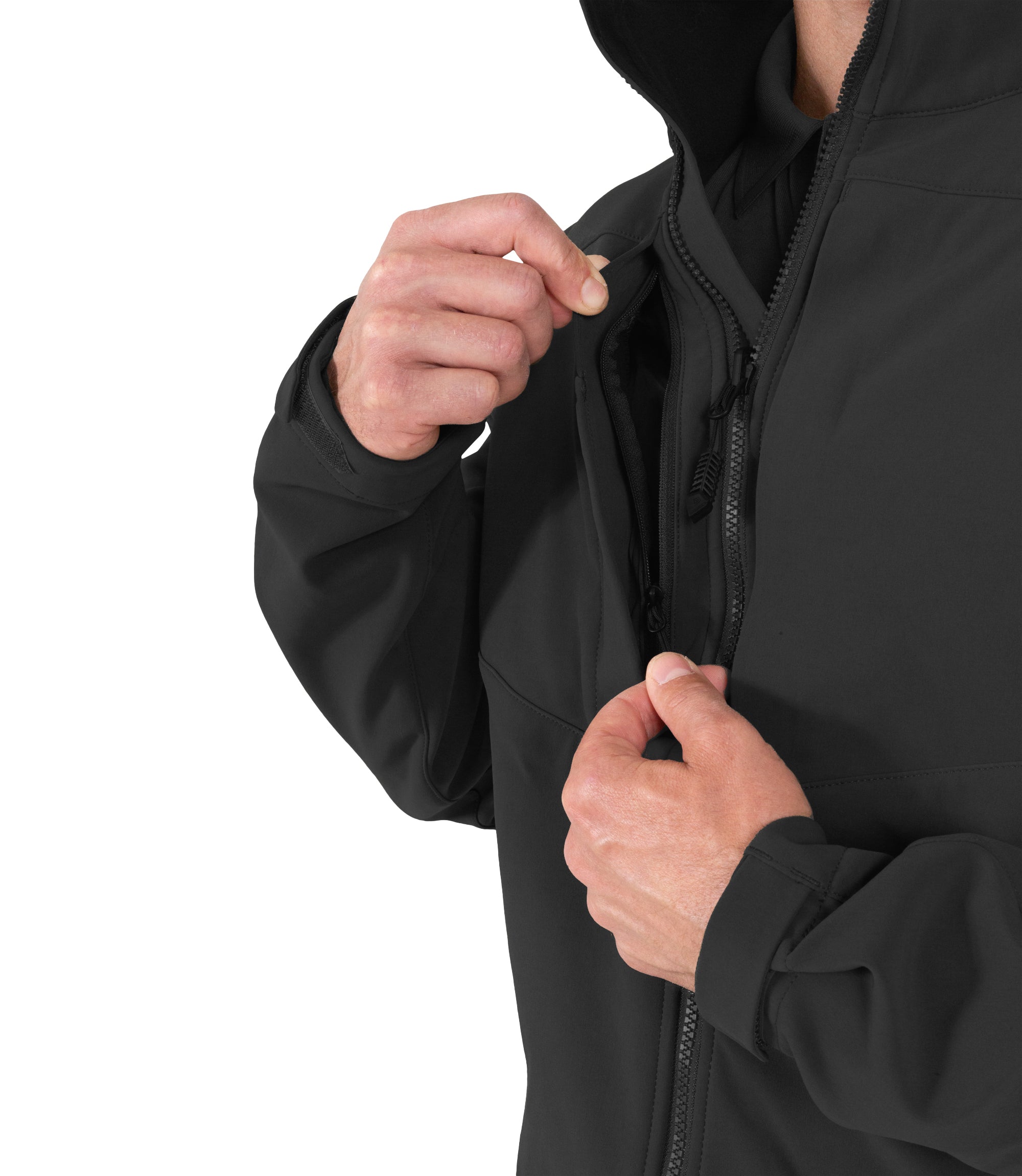 Zipper of Men's Tactix Softshell Jacket in Black |color_black