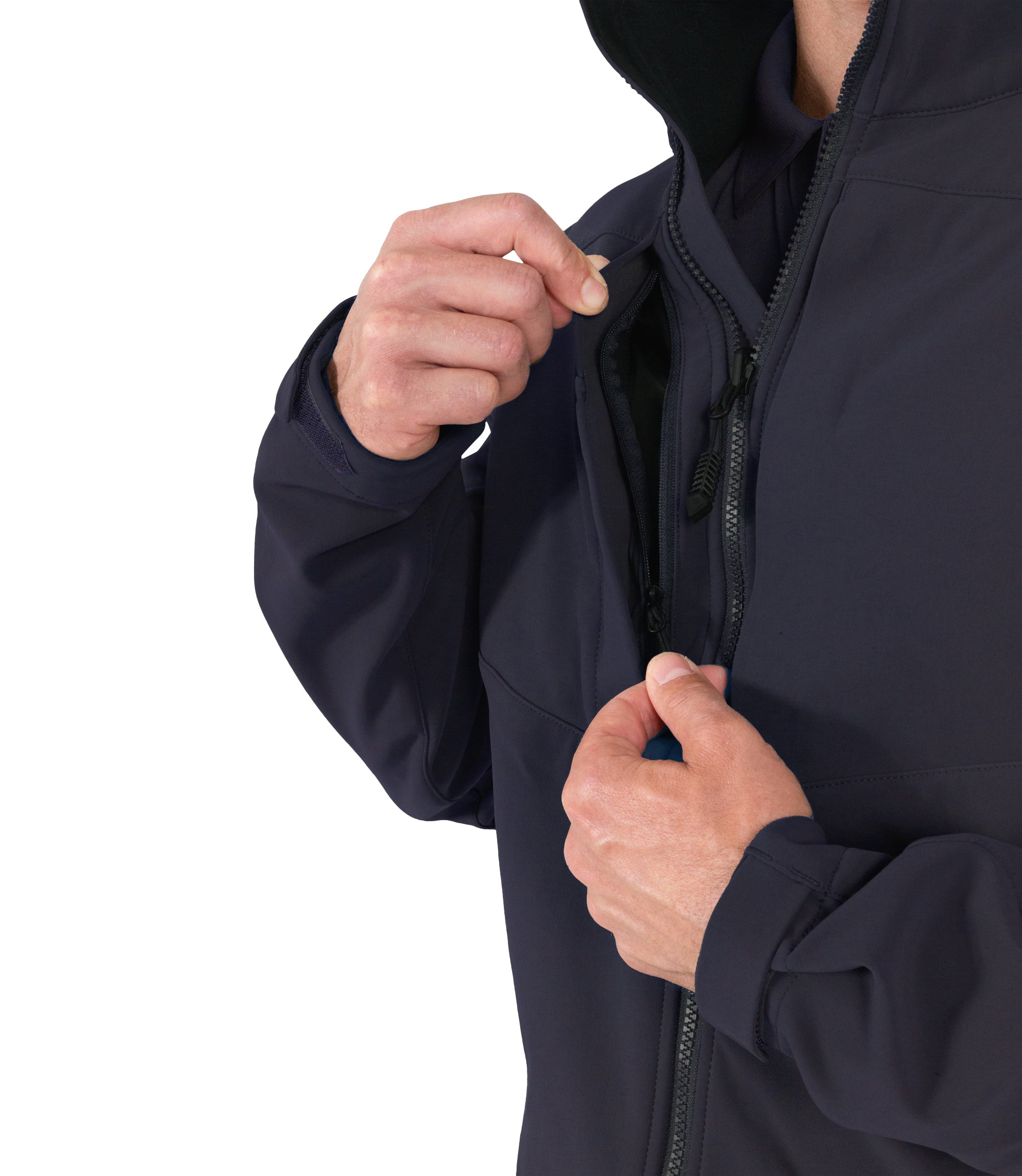 Open Chest Pocket of Men's Tactix Shotshell Jacket in Midnight Navy |color_midnight navy