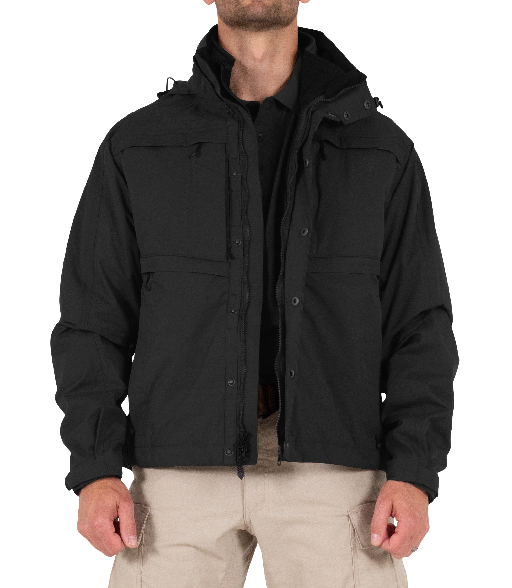 Front of Men’s Tactix System Jacket in Black |color_black