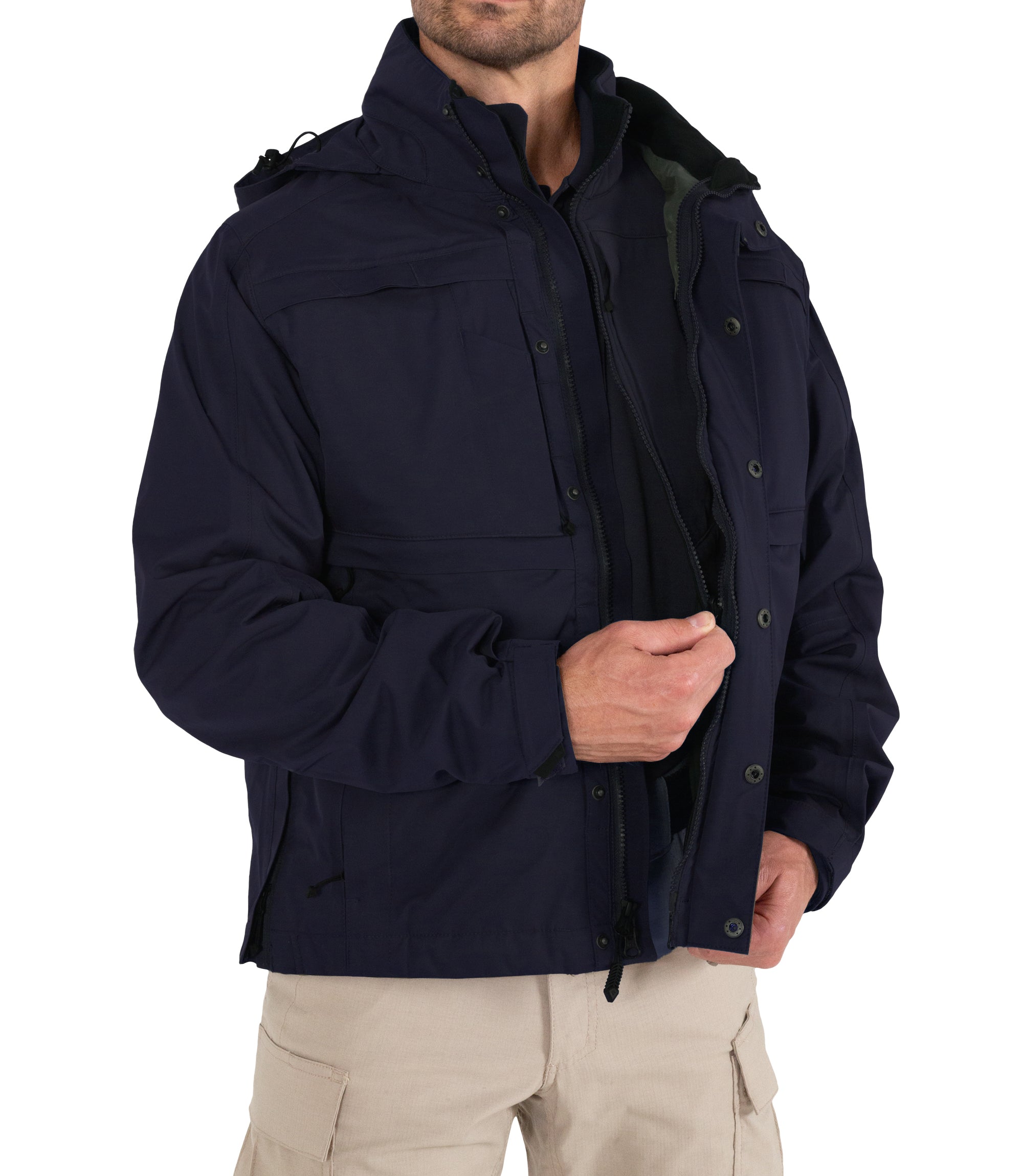 Softshell Jacket Unzipped for Men’s Tactix System Jacket in Midnight Navy |color_midnight navy