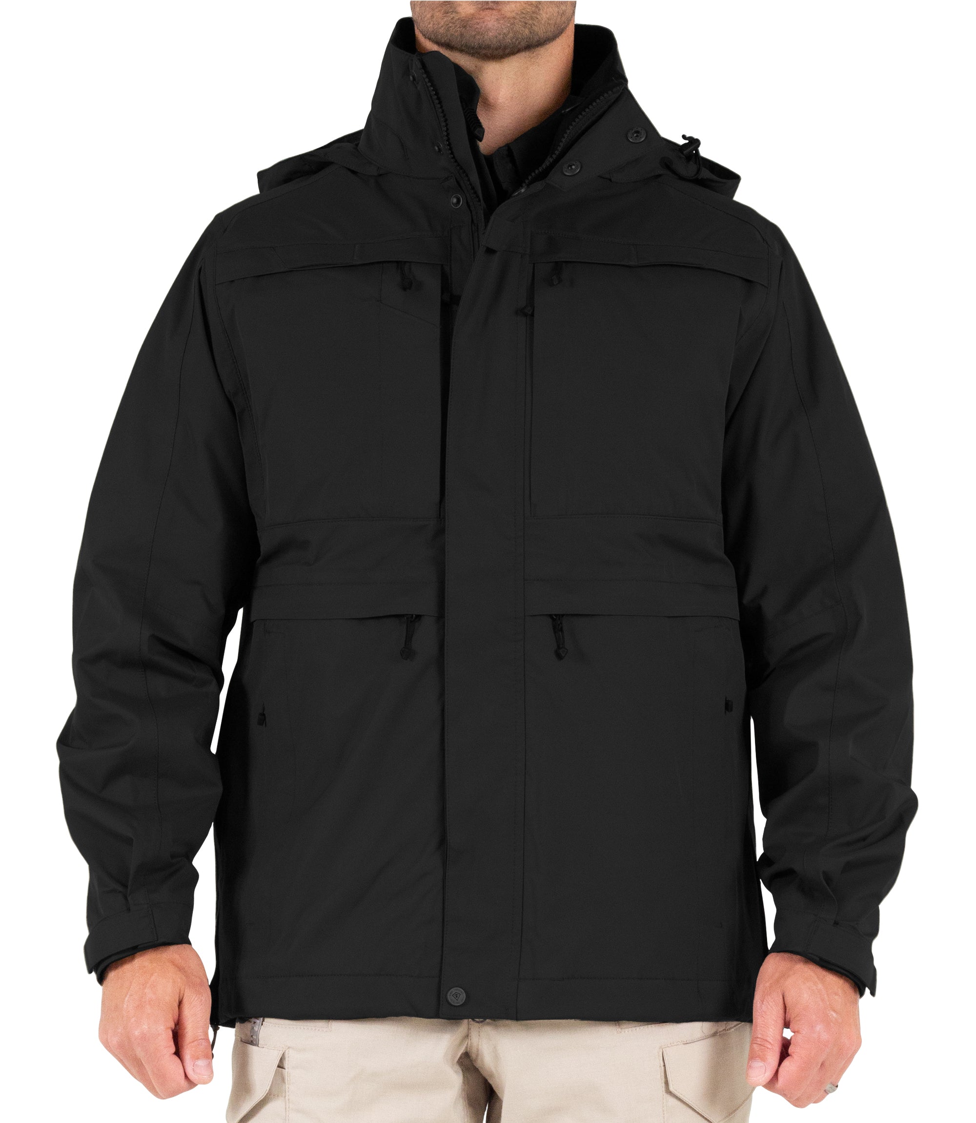 Front View of Men’s Tactix System Parka in Black |color_black