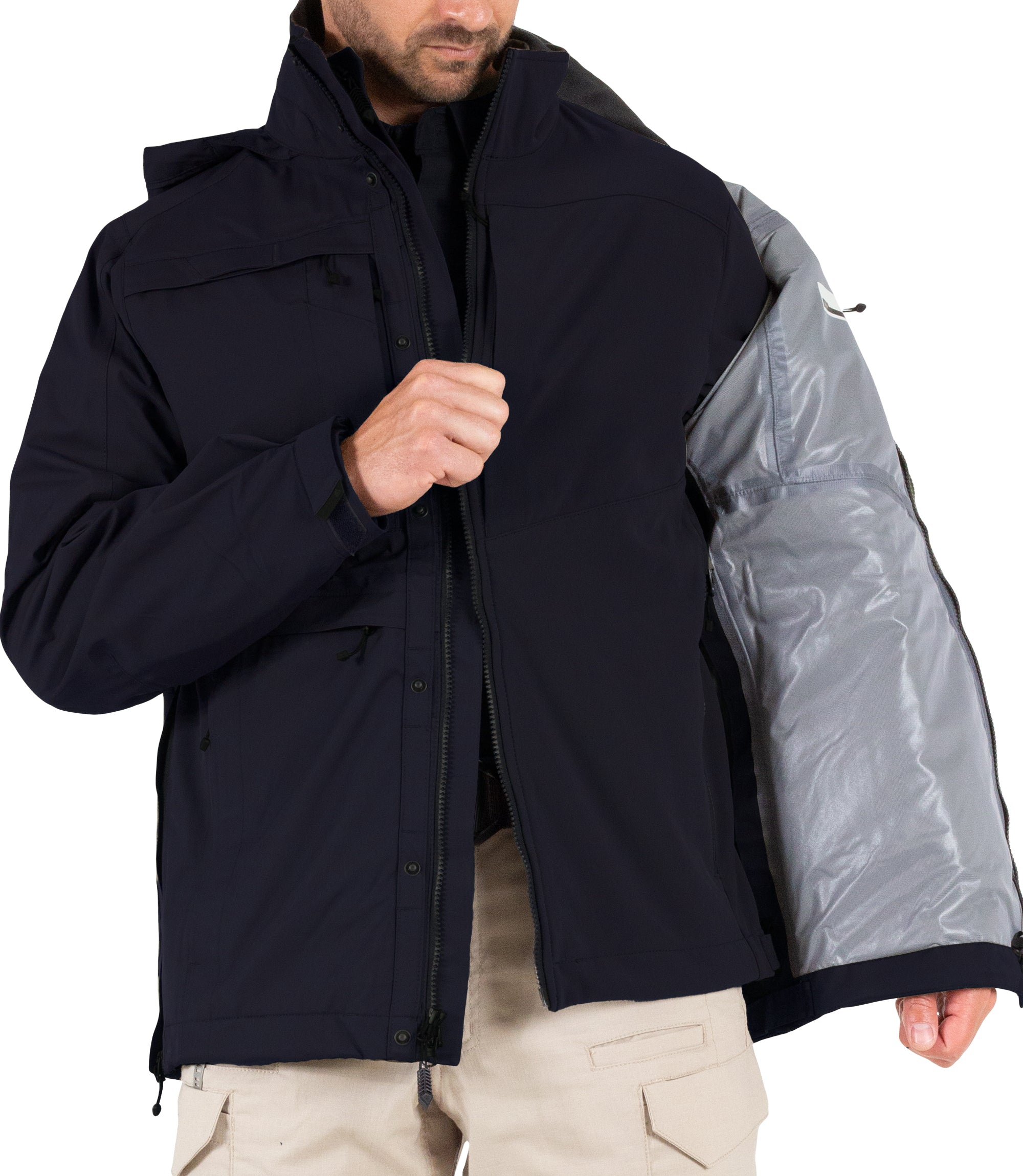 Softshell Jacket Zipper Men’s Tactix System Parka in Midnight Navy |color_midnight navy