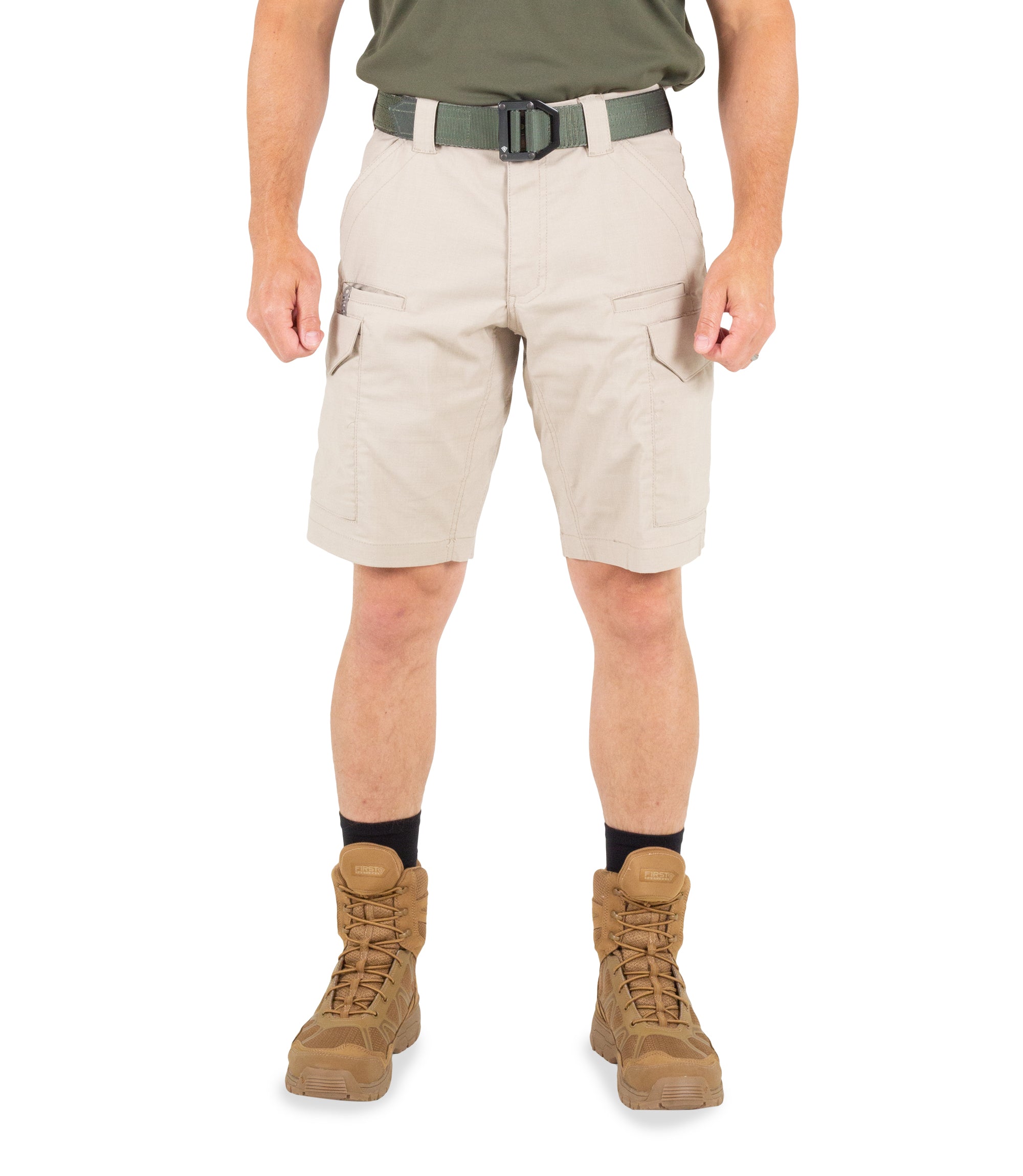 Front of Men's V2 Tactical Short in Khaki|color_khaki