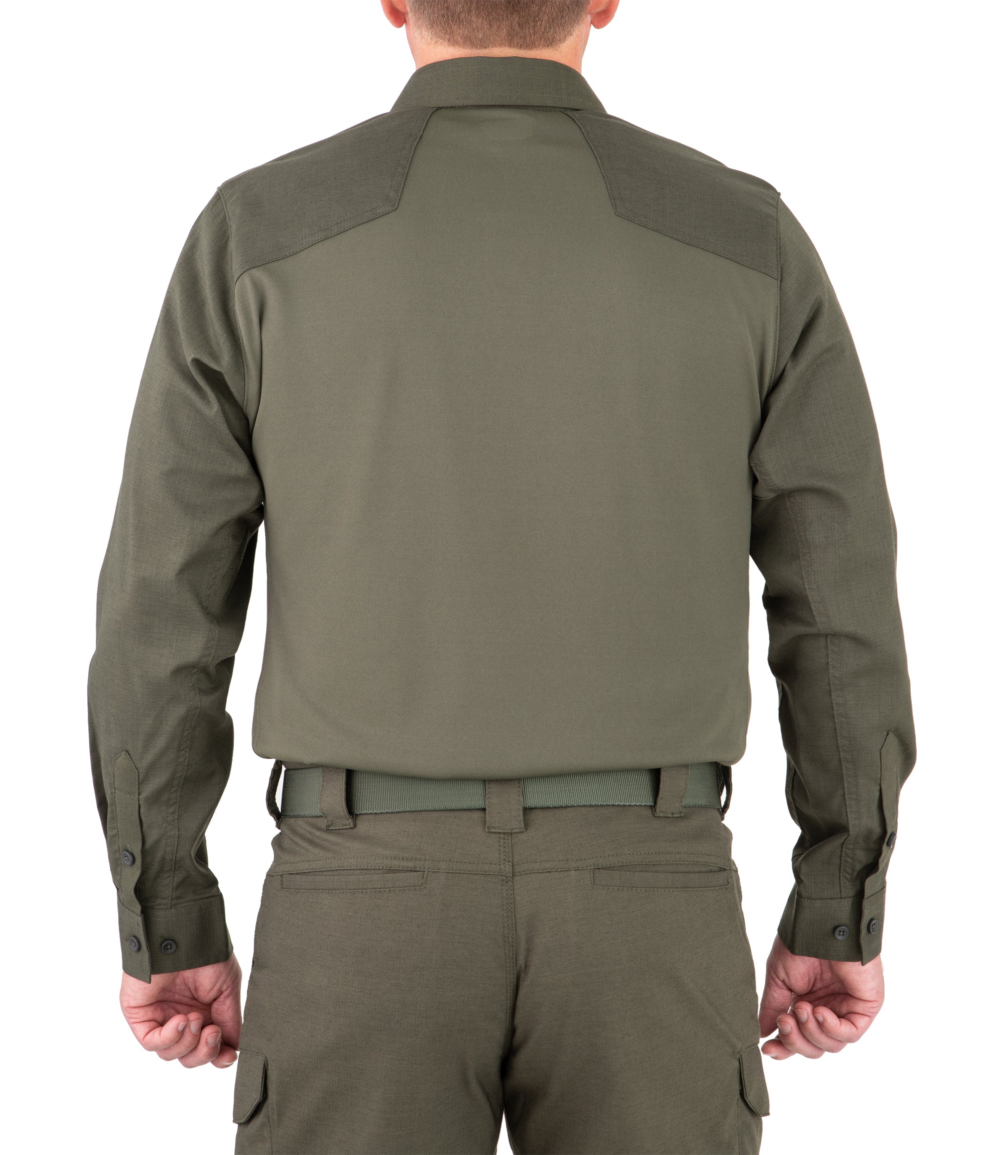 Back of Men's V2 Pro Performance Shirt in OD Green |color_od green