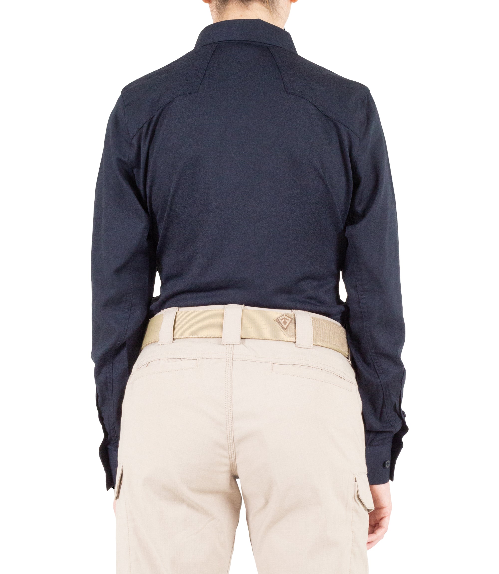 Back of Women's V2 Pro Performance Shirt in Midnight Navy |color_midnight navy