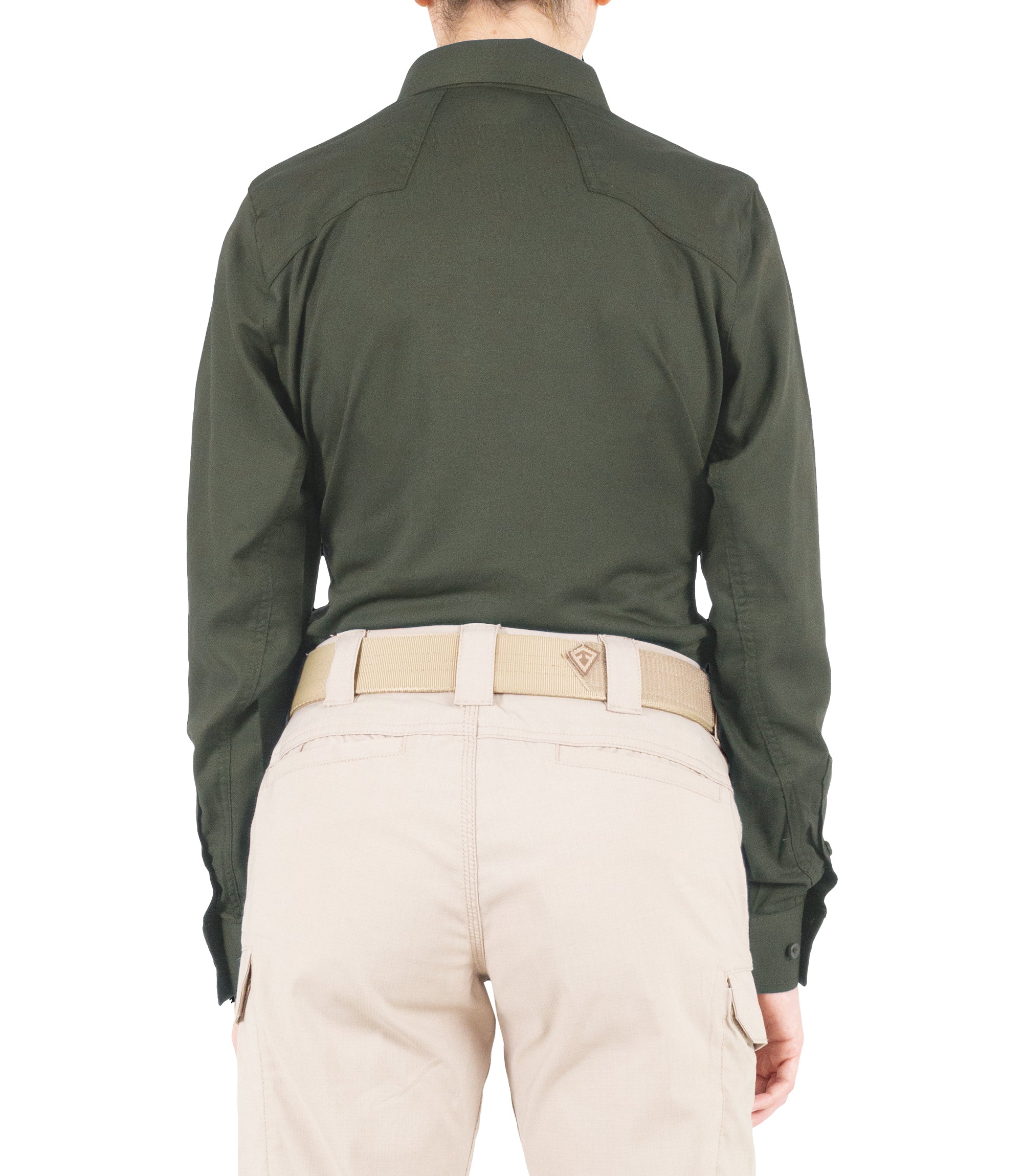 Back of Women's V2 Pro Performance Shirt in OD Green |color_od green