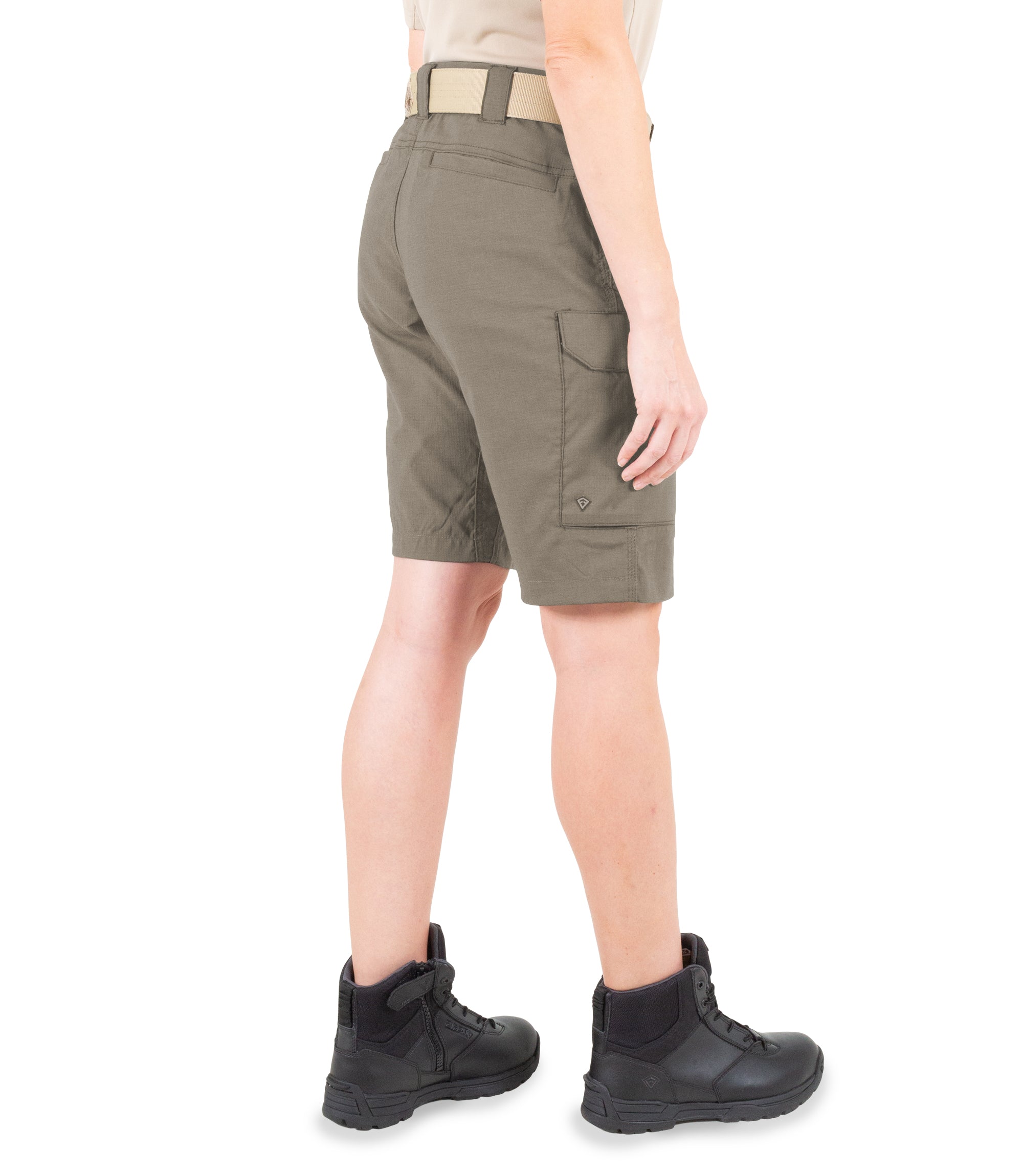 Side of Women's V2 Short in Ranger Green|color_ranger green