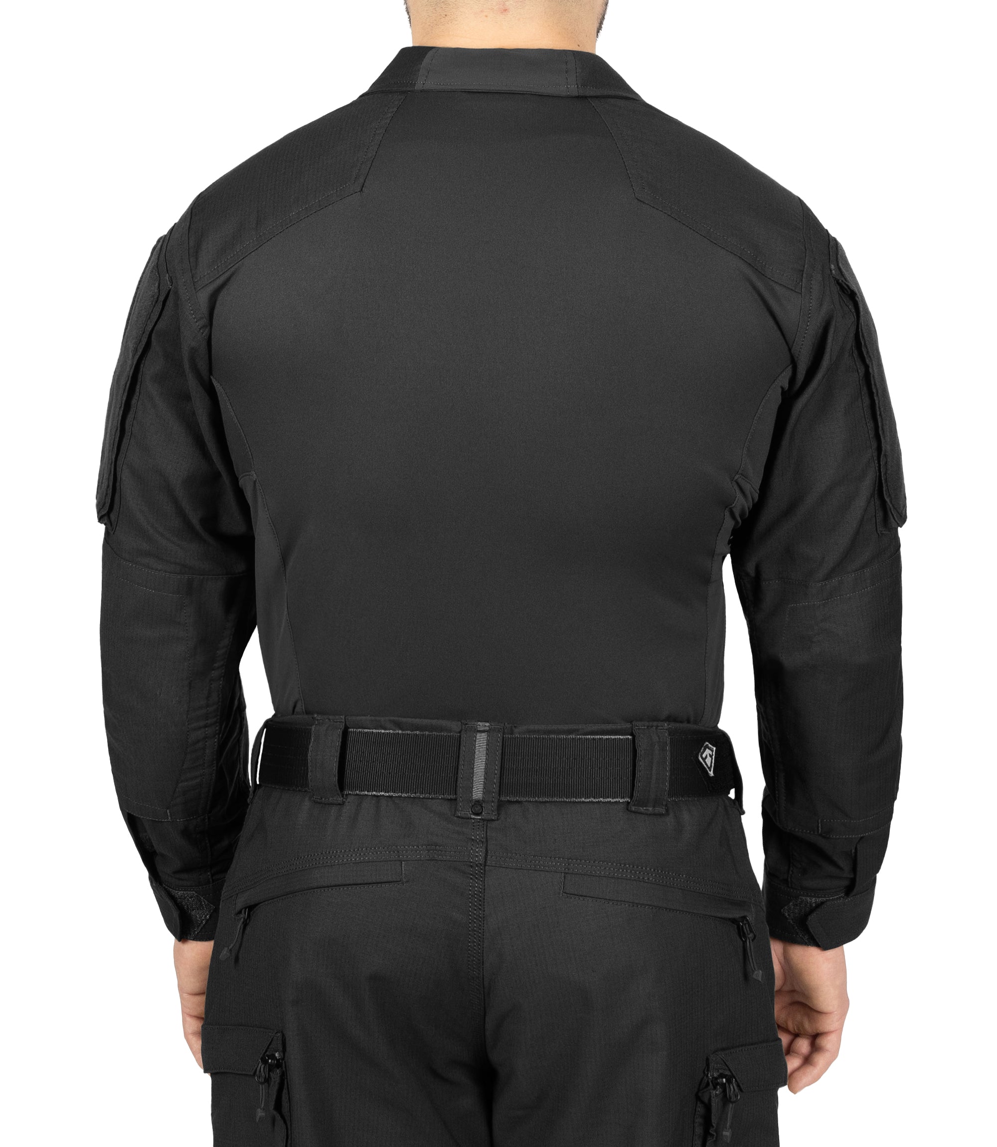Back of Men's Defender Shirt in Black |color_black