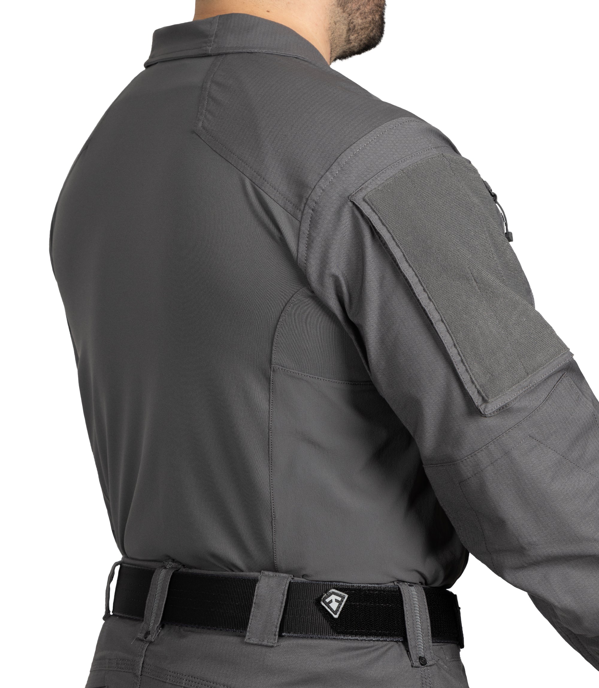 Cordura Side Panel on Men's Defender Shirt in Wolf Grey |color_wolf grey