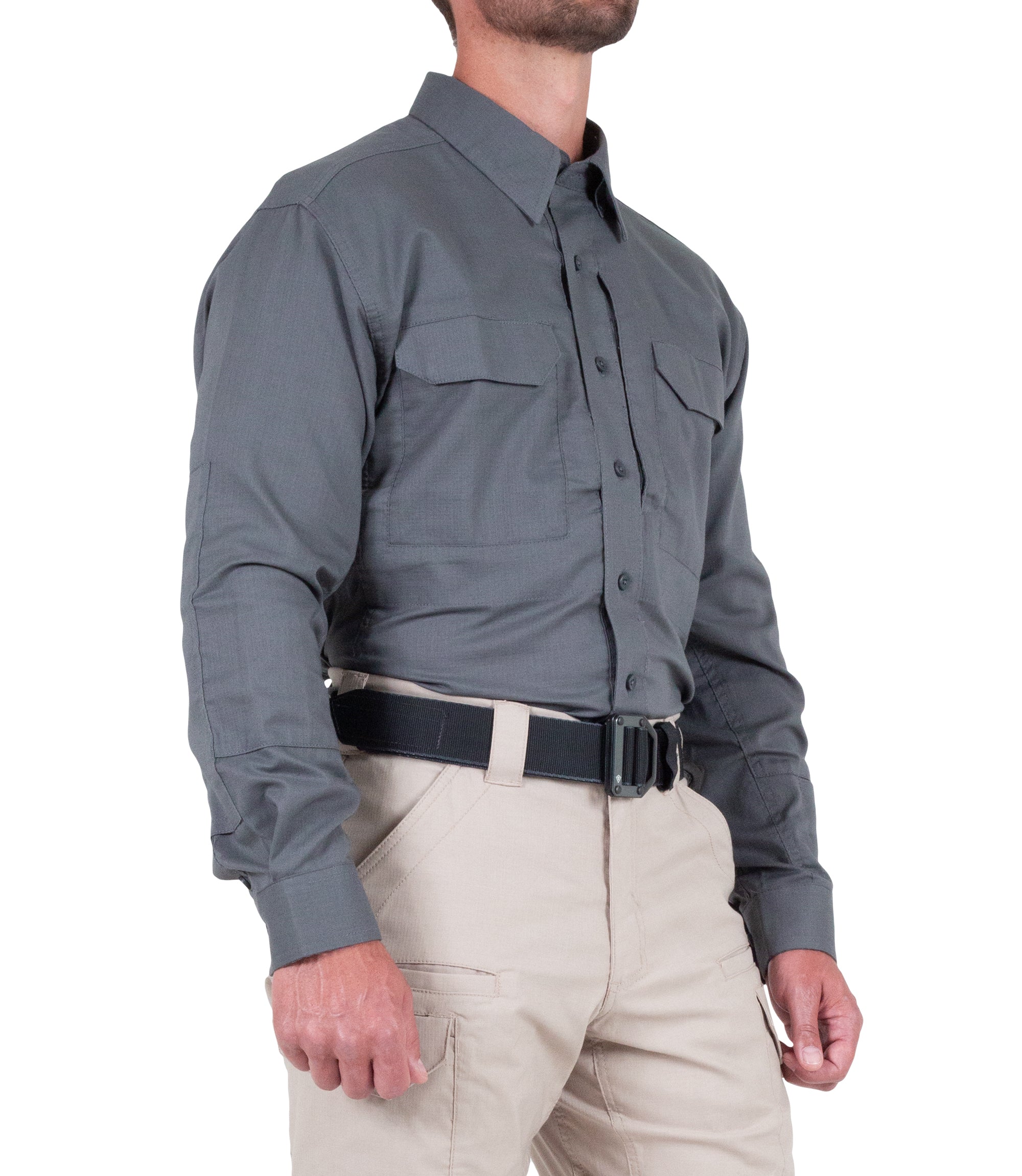 Side of Men's V2 Tactical Long Sleeve Shirt in Wolf Grey |color_wolf grey