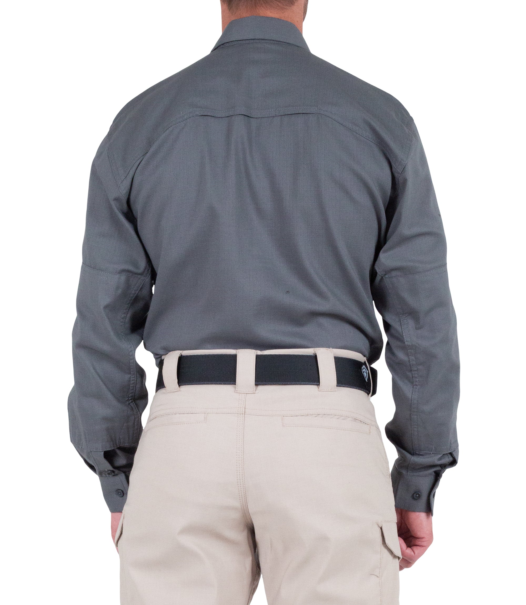 Back of Men's V2 Tactical Long Sleeve Shirt in Wolf Grey |color_wolf grey