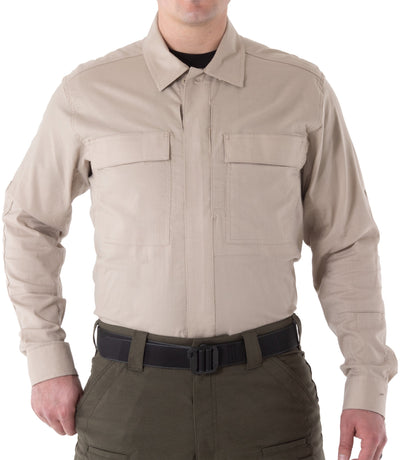Front of Men's V2 BDU Long Sleeve Shirt in Khaki