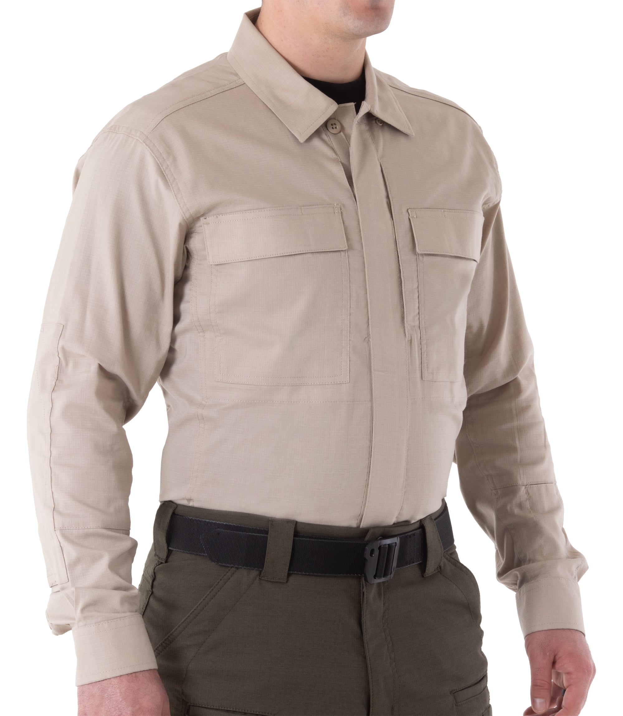 Side of Men's V2 BDU Long Sleeve Shirt in Khaki |color_khaki
