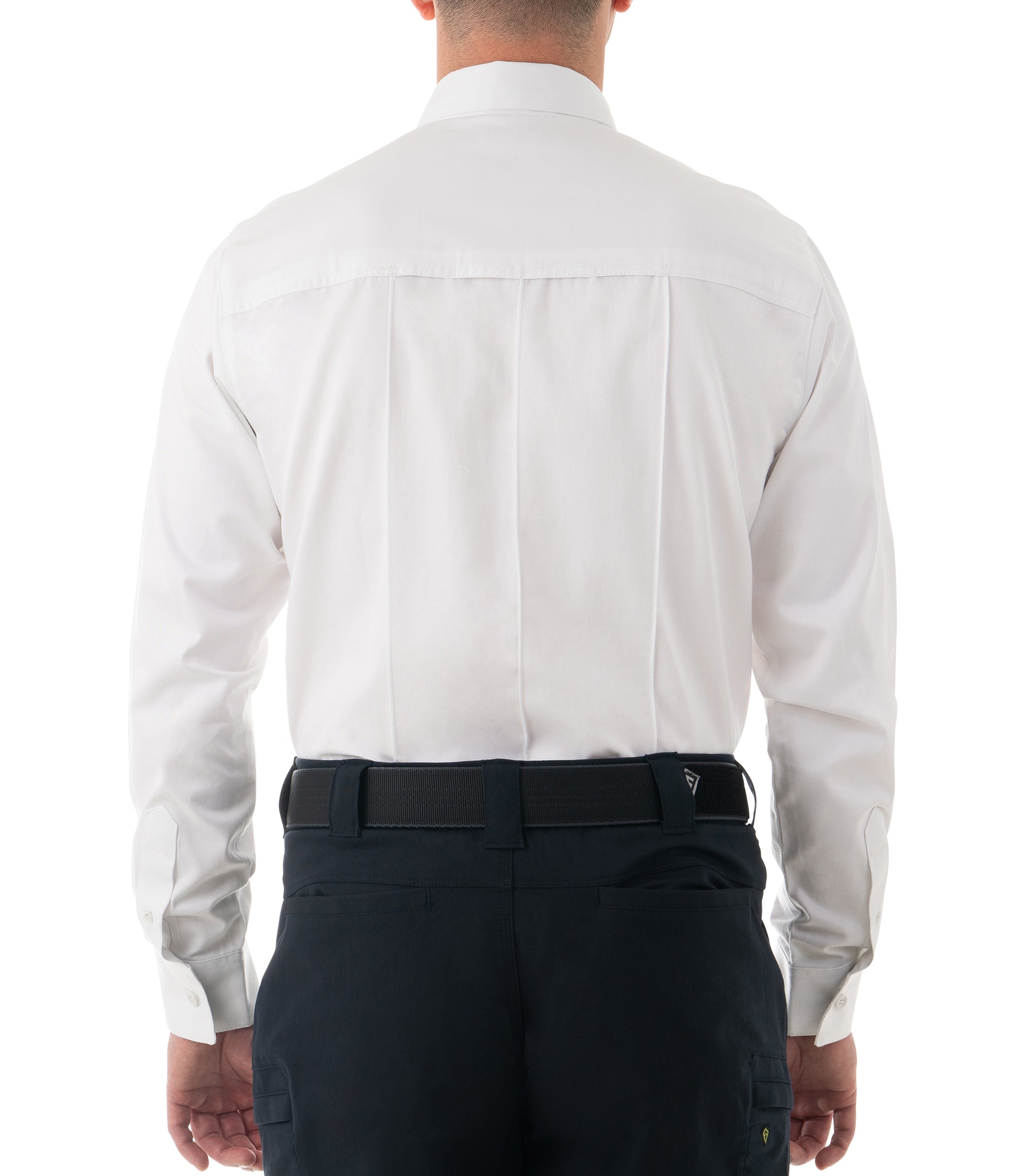 Back of Men's Cotton Station Long Sleeve Shirt in White |color_white