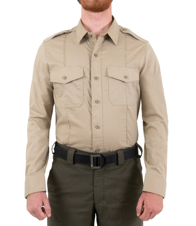 Front of Men's Pro Duty Uniform Shirt in Silver Tan