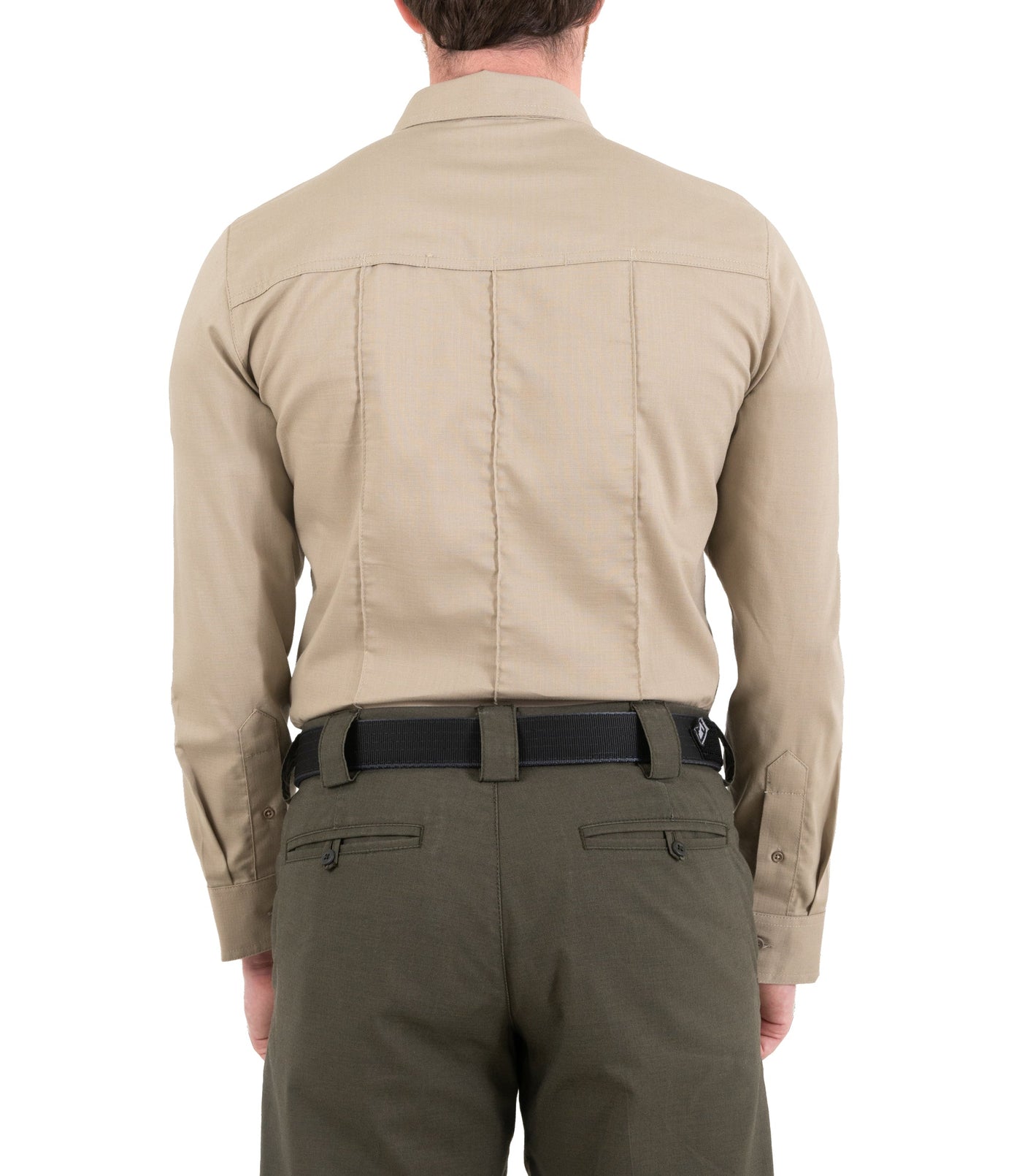 Back of Men's Pro Duty Uniform Shirt in Silver Tan