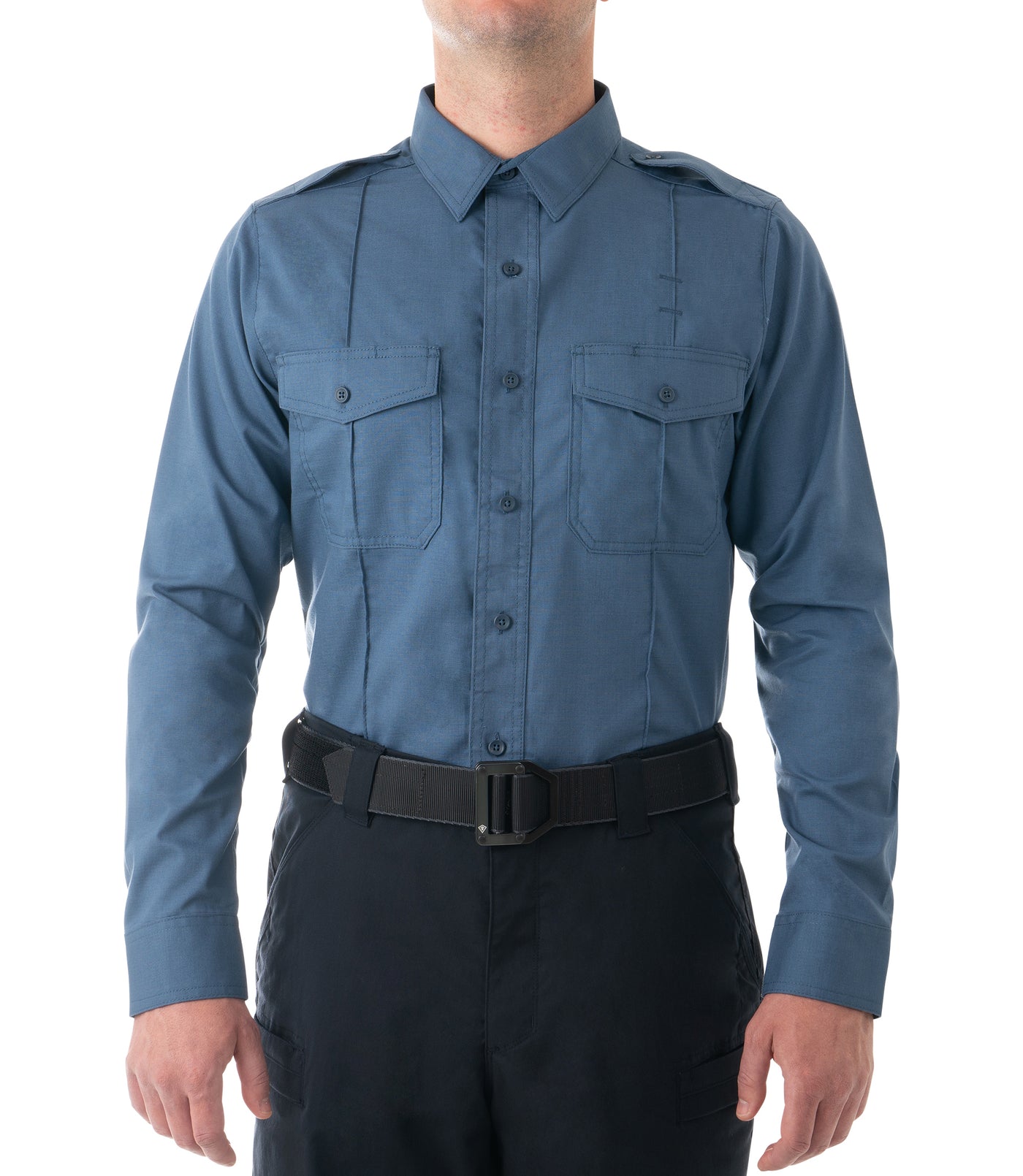 Front of Men's Pro Duty Uniform Shirt in French Blue